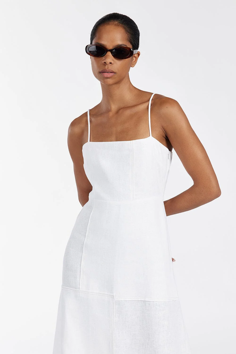 CATIE WHITE PATCHWORK MIDI DRESS - Image 2