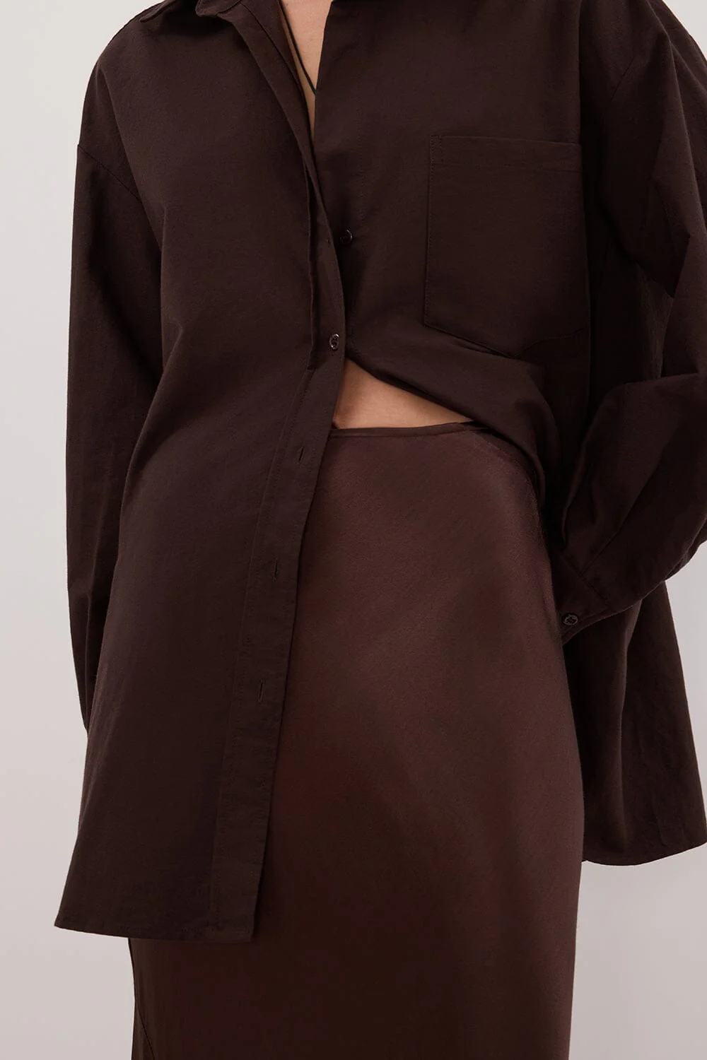 CHARLI BITTER CHOC SATIN MAXI SKIRT - Image 5