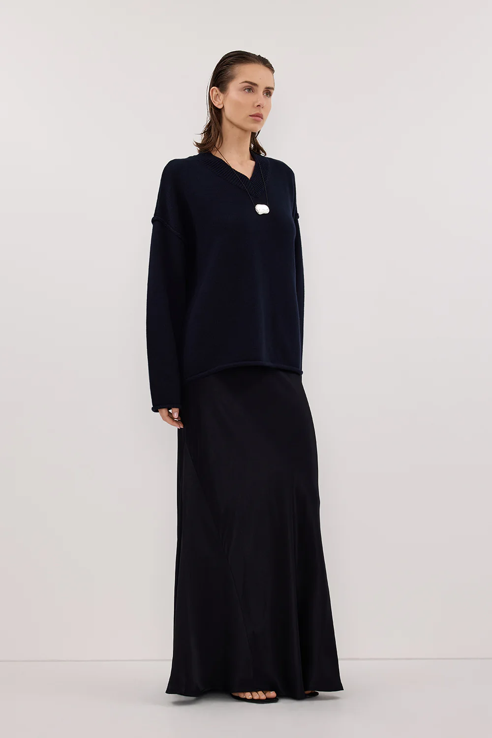 CHARLI INK SATIN MAXI SKIRT - Image 3