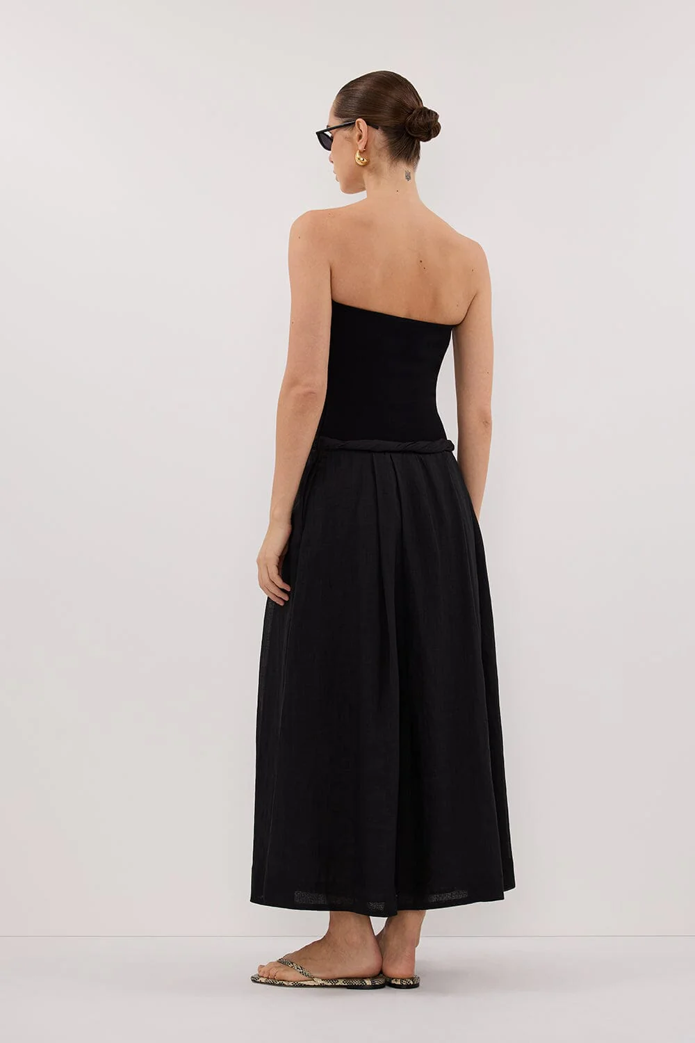 COCO BLACK STRAPLESS HYBRID MIDI DRESS - Image 4