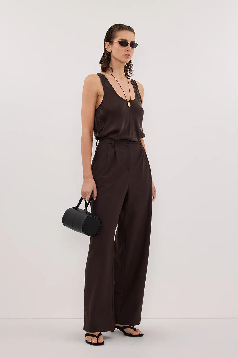 COLETTE BITTER CHOC SILK CAMI TOP - Image 3