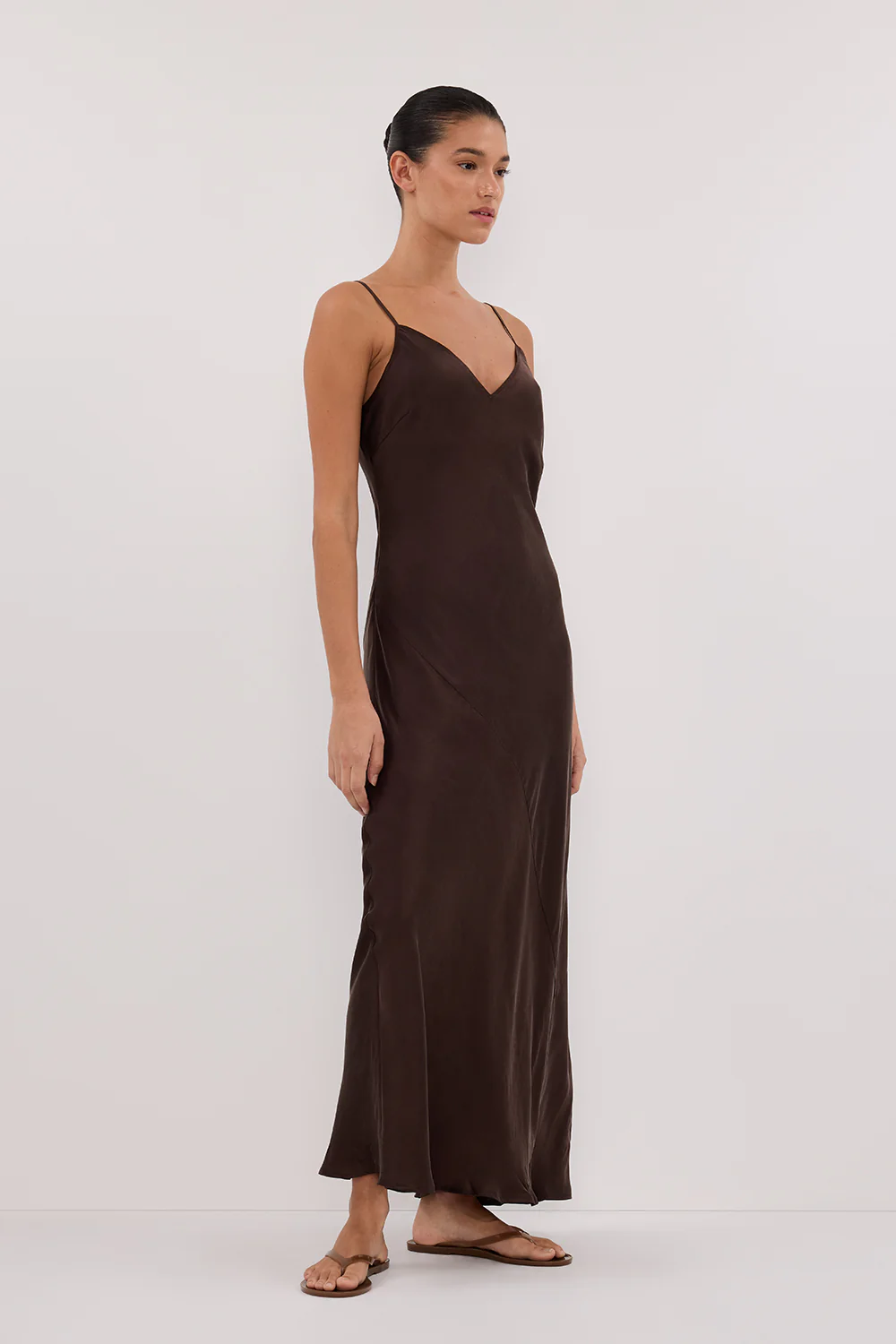 COLETTE BITTER CHOC SILK MIDI DRESS - Image 3