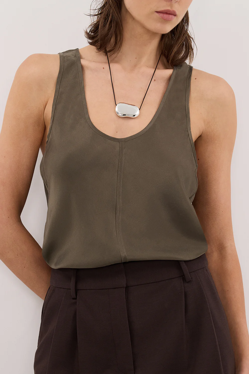COLETTE OLIVE SILK CAMI TOP - Image 5