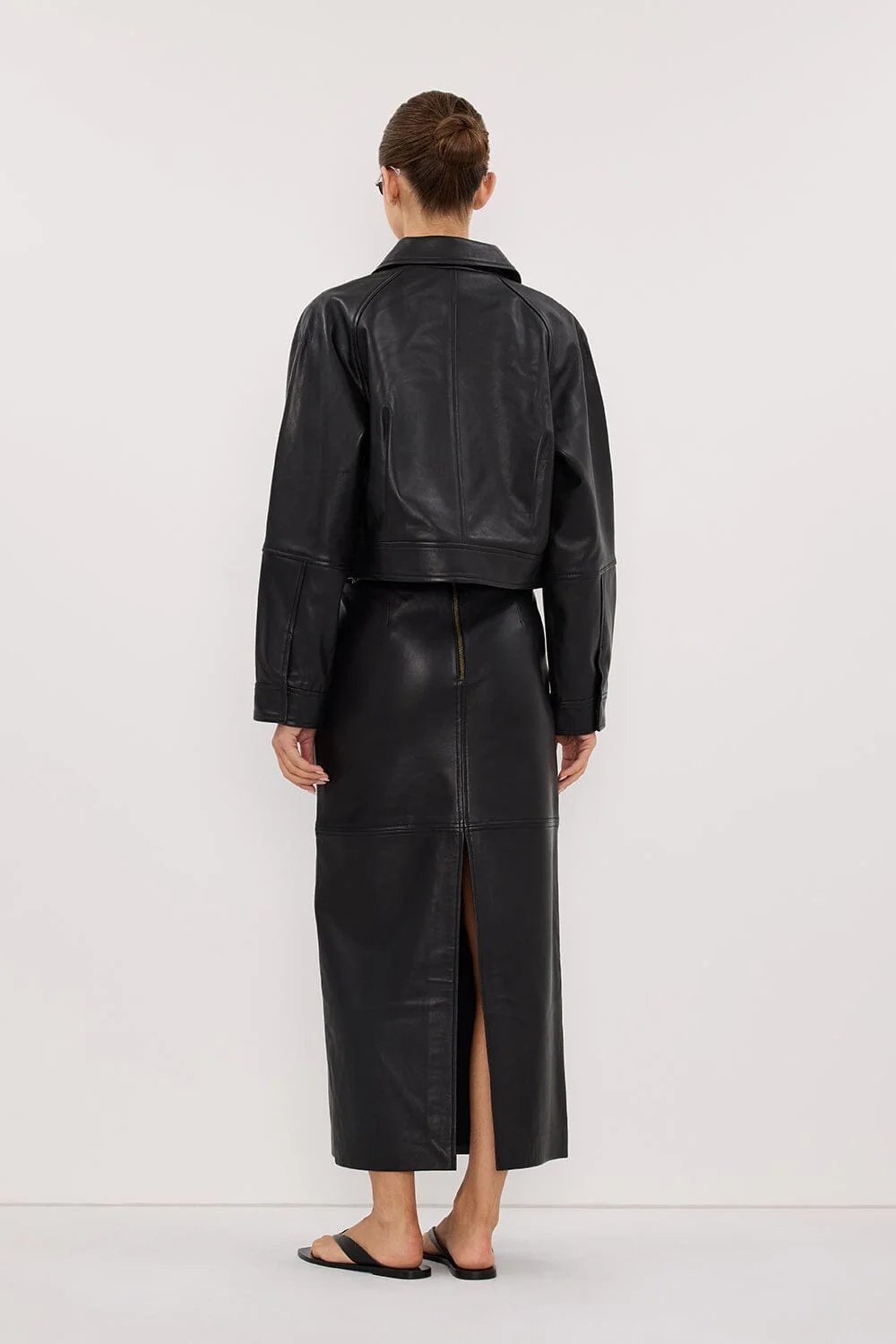 COOPER BLACK LEATHER MIDI SKIRT - Image 8