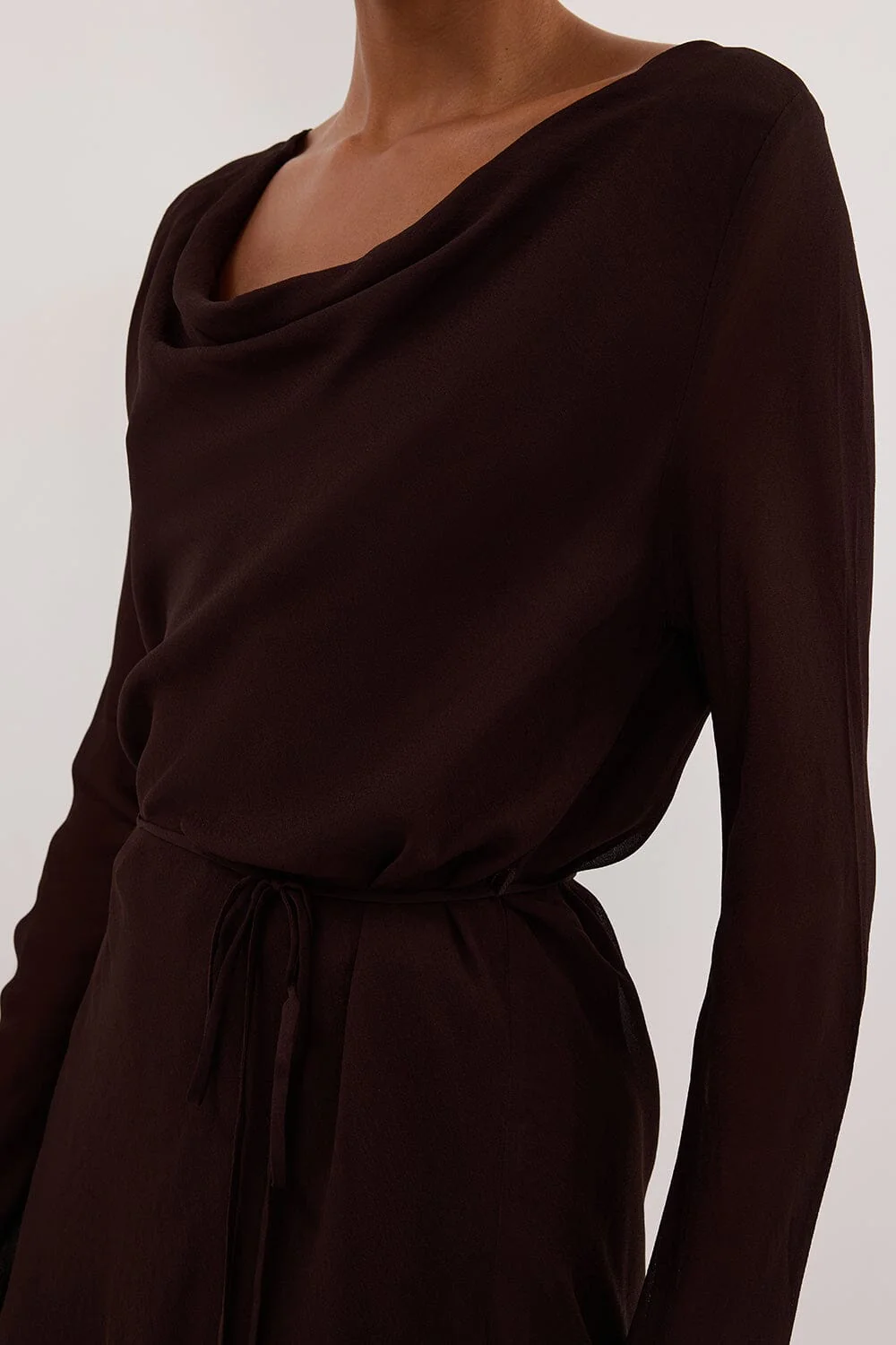 CORFU DARK CHOC SLEEVED MINI DRESS - Image 6