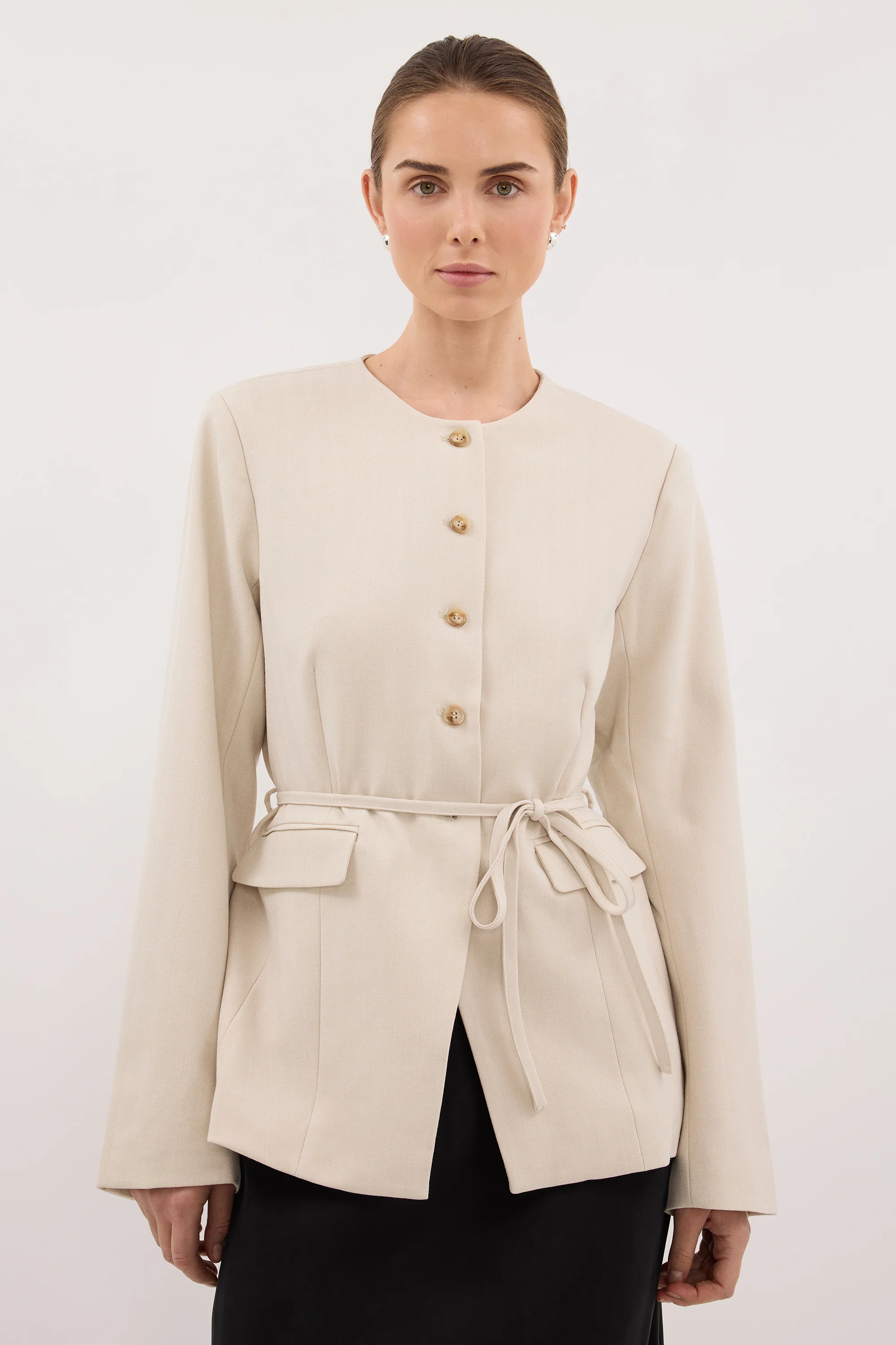 CYRUS BONE COLLARLESS BLAZER - Image 2