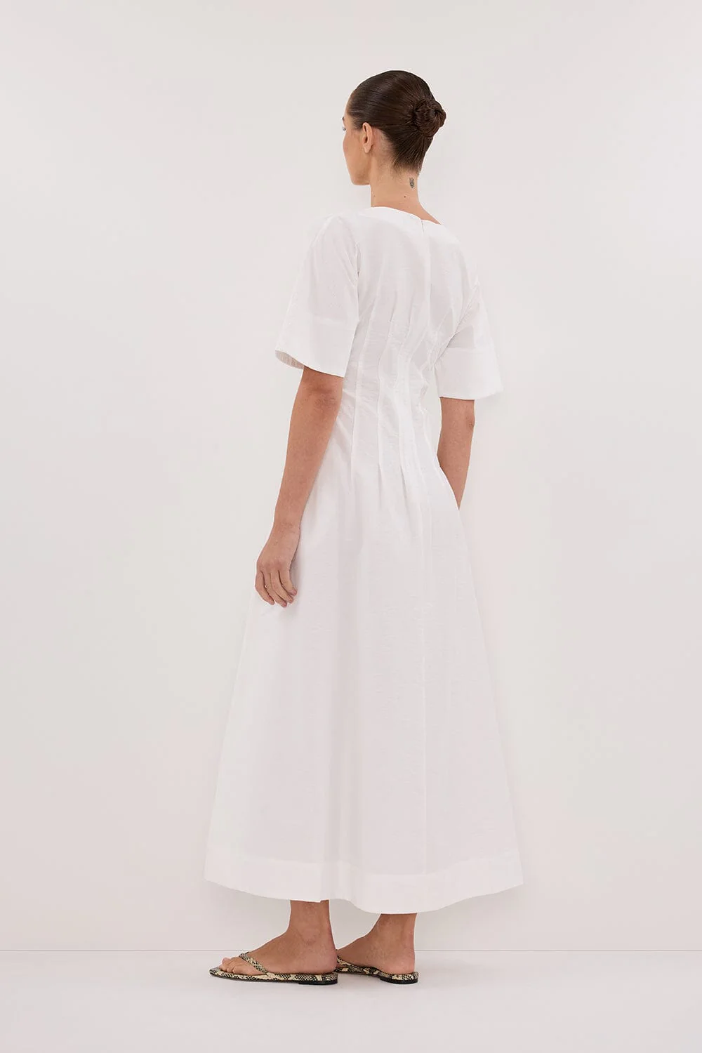 DAPHNE WHITE SLEEVED MIDI DRESS - Image 4