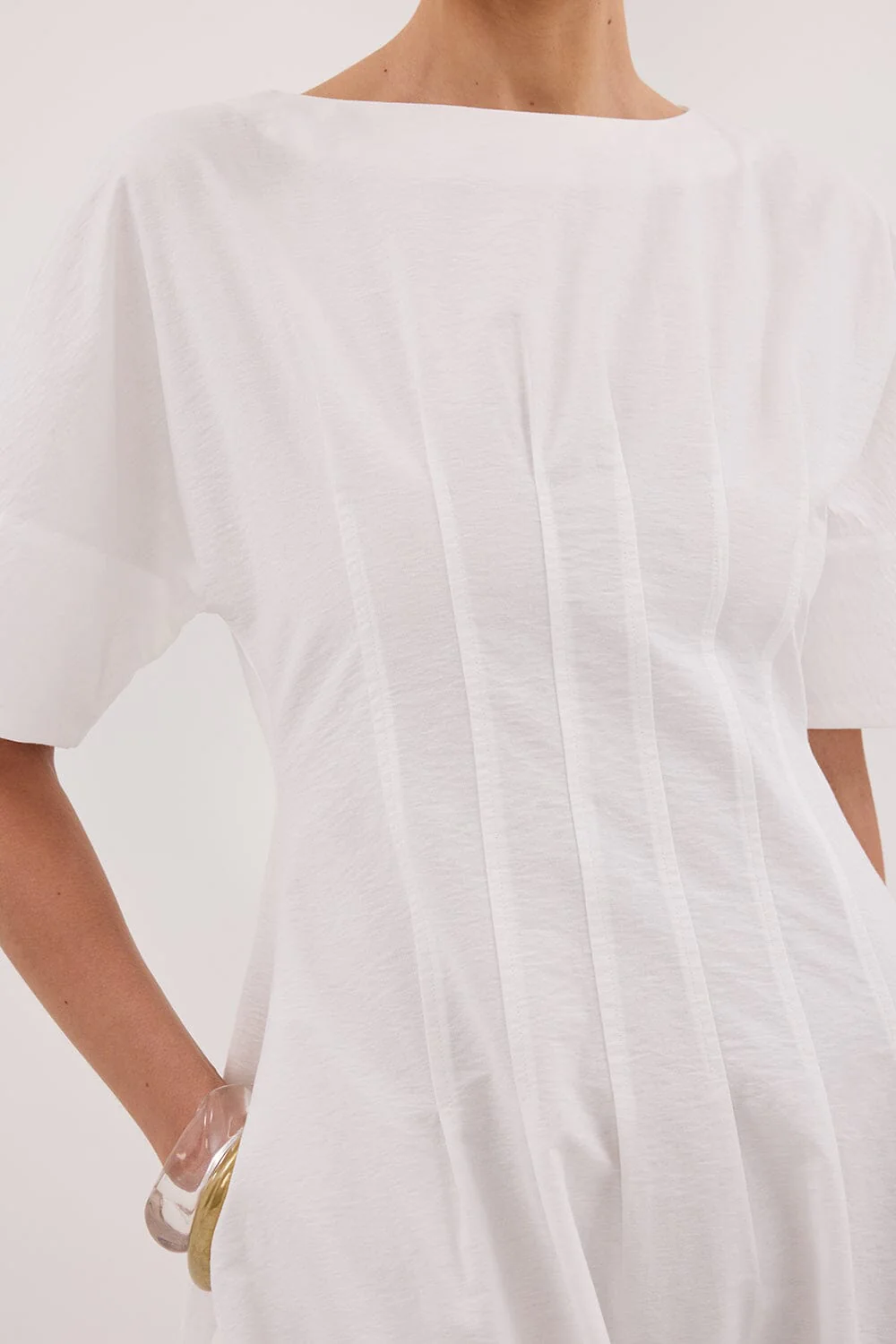 DAPHNE WHITE SLEEVED MIDI DRESS - Image 5