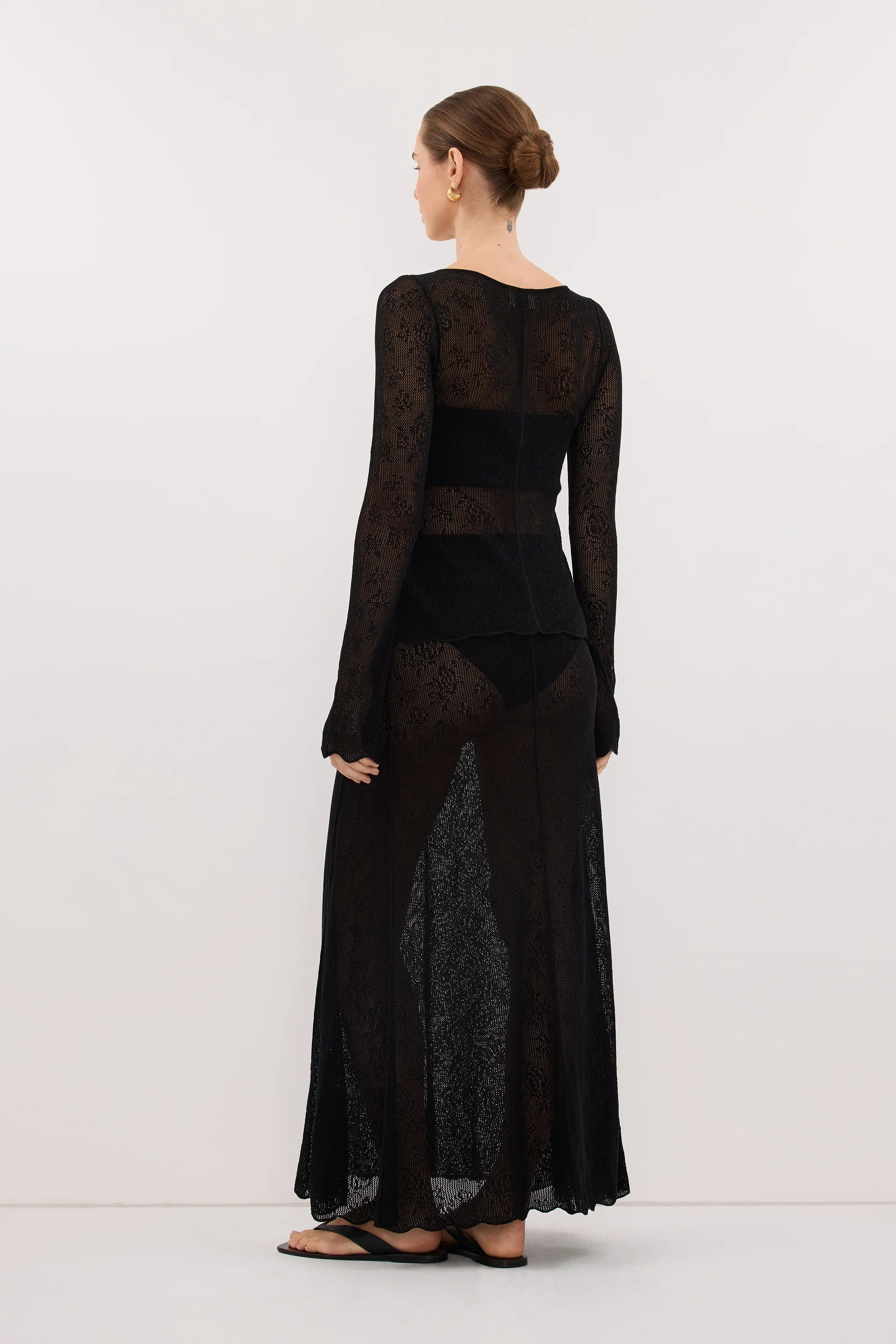 DELIA BLACK LACE MAXI SKIRT - Image 4