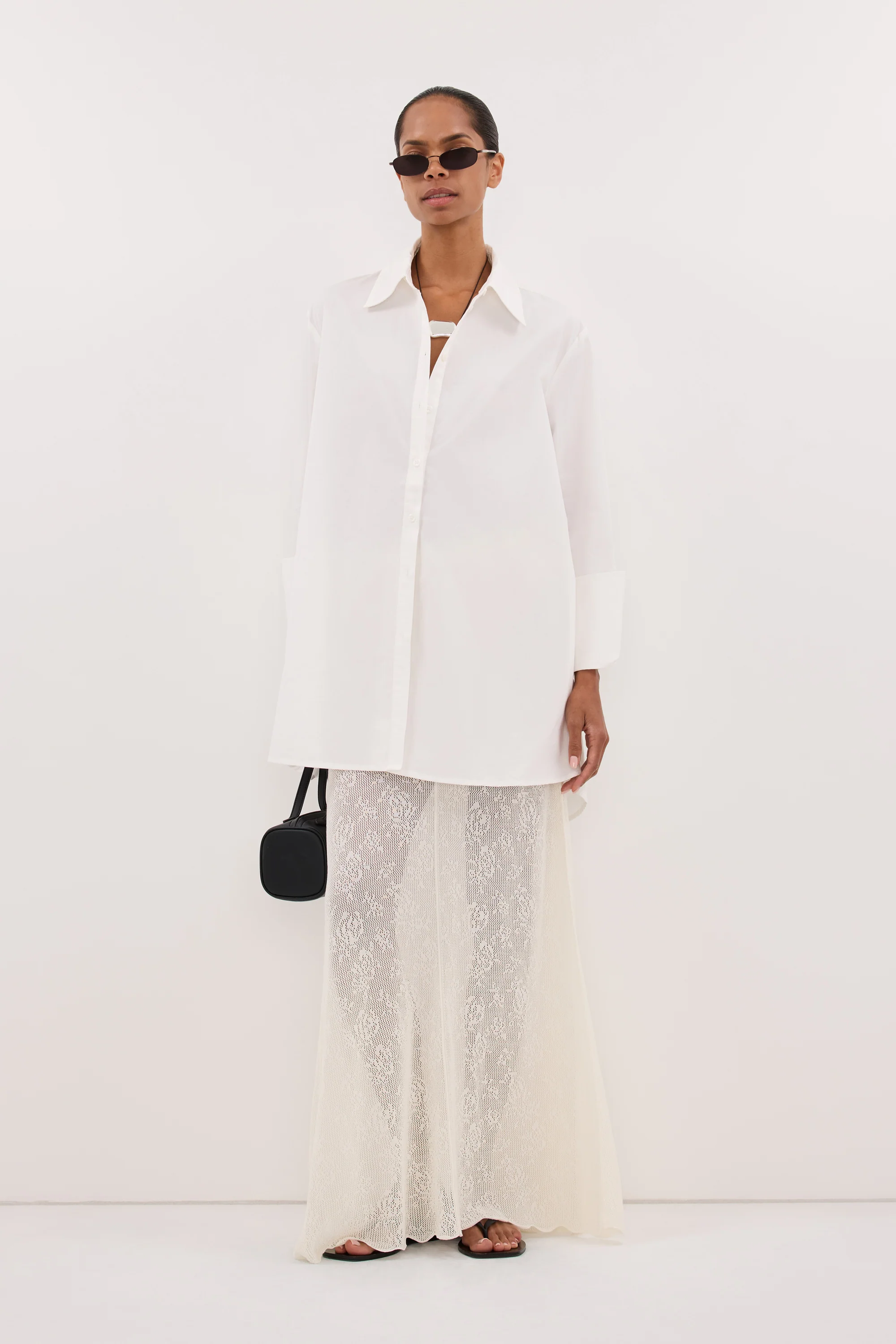 DELIA OFF WHITE LACE MAXI SKIRT - Image 3