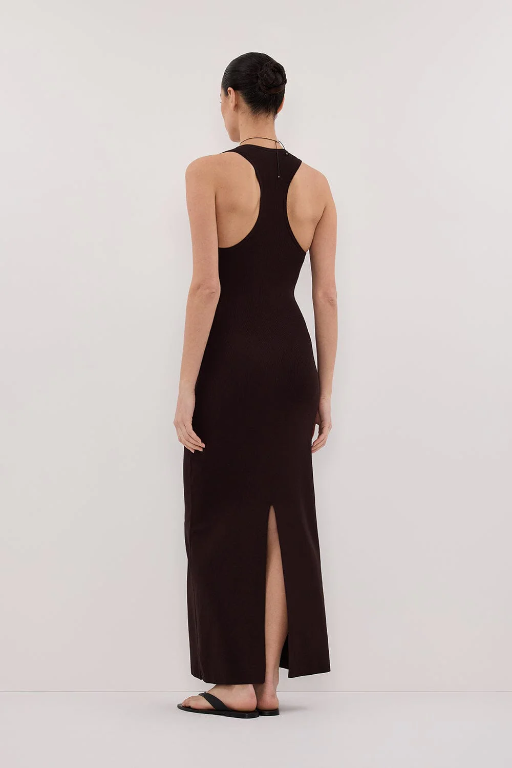 DEVIN BITTER CHOC RACER KNIT MIDI DRESS - Image 4