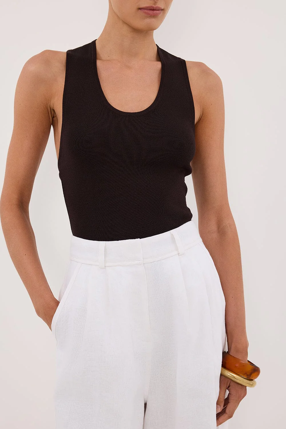 DEVIN BITTER CHOC RACER KNIT TANK - Image 5