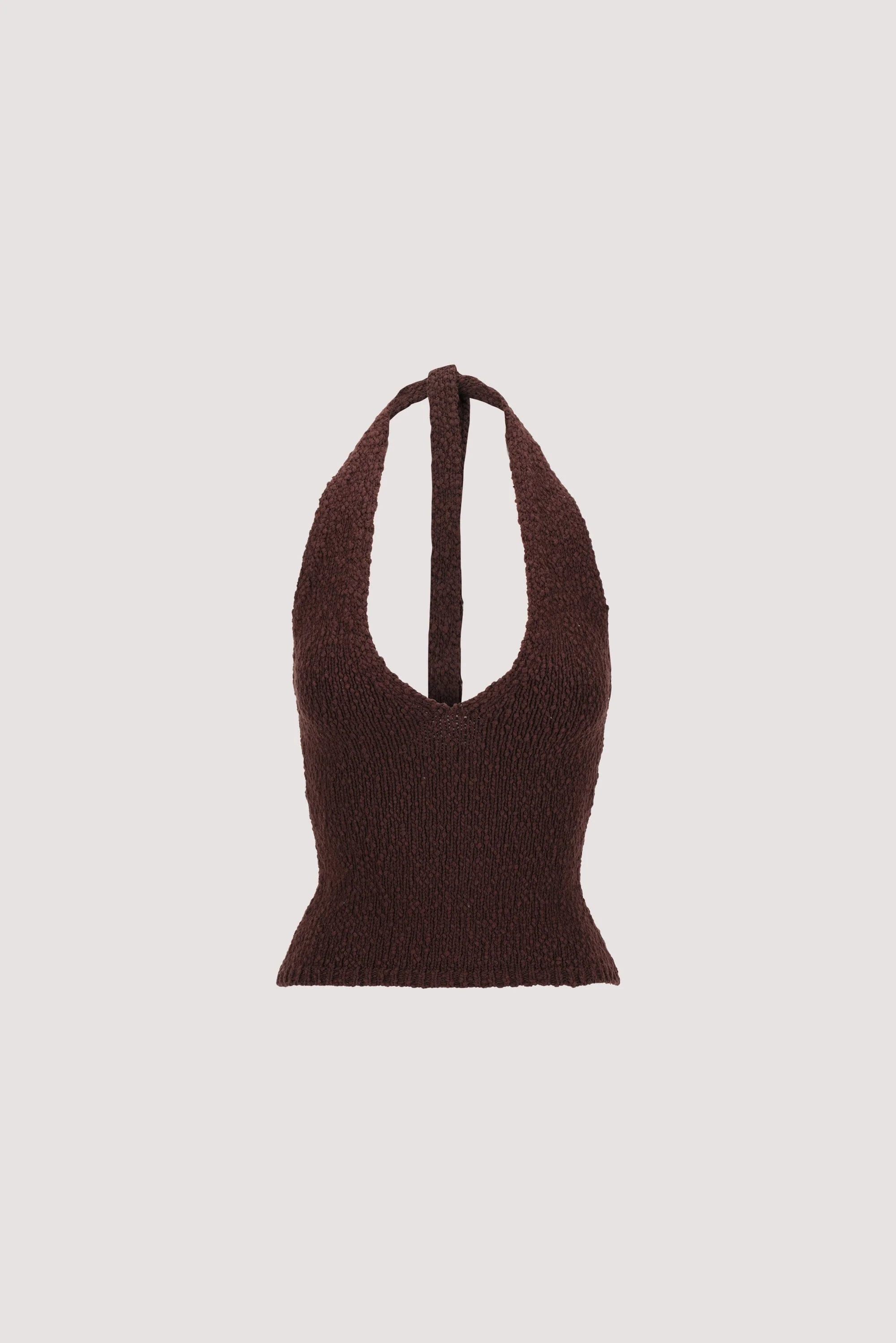 DINA CHOC SLEEVELESS HALTER KNIT TOP - Image 8