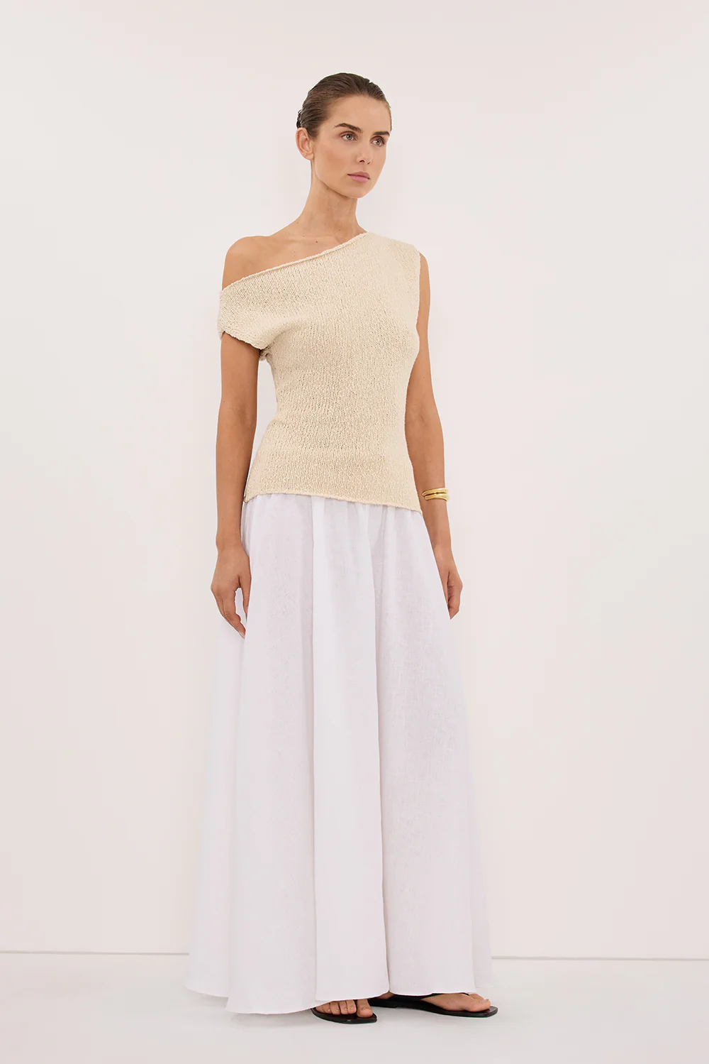 DINA NATURAL COTTON ASYM KNIT TOP - Image 3