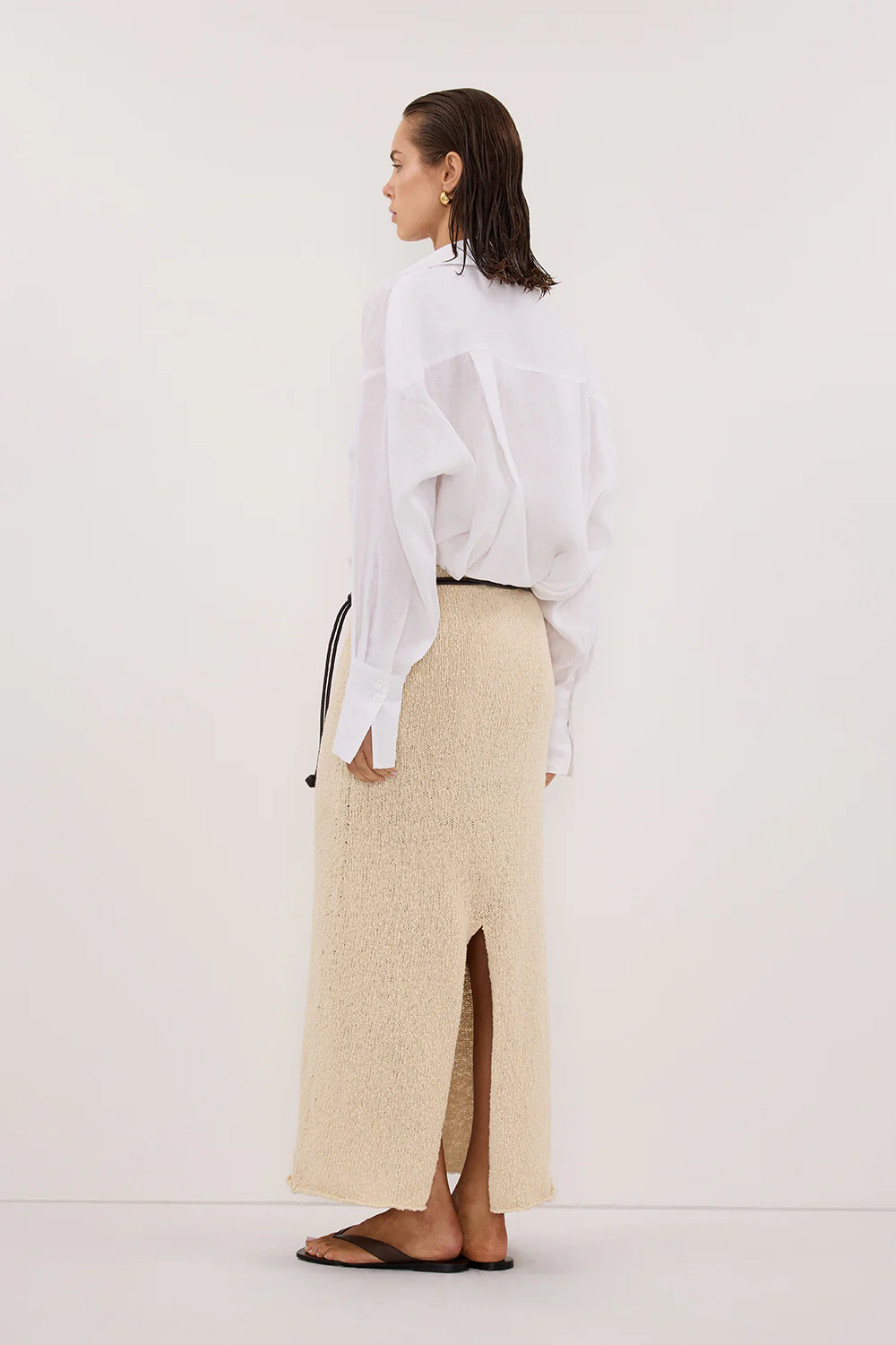 DINA NATURAL KNIT MIDI SKIRT - Image 4