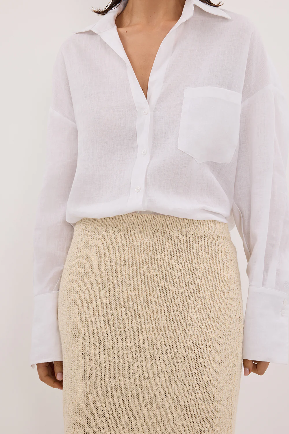DINA NATURAL KNIT MIDI SKIRT - Image 5