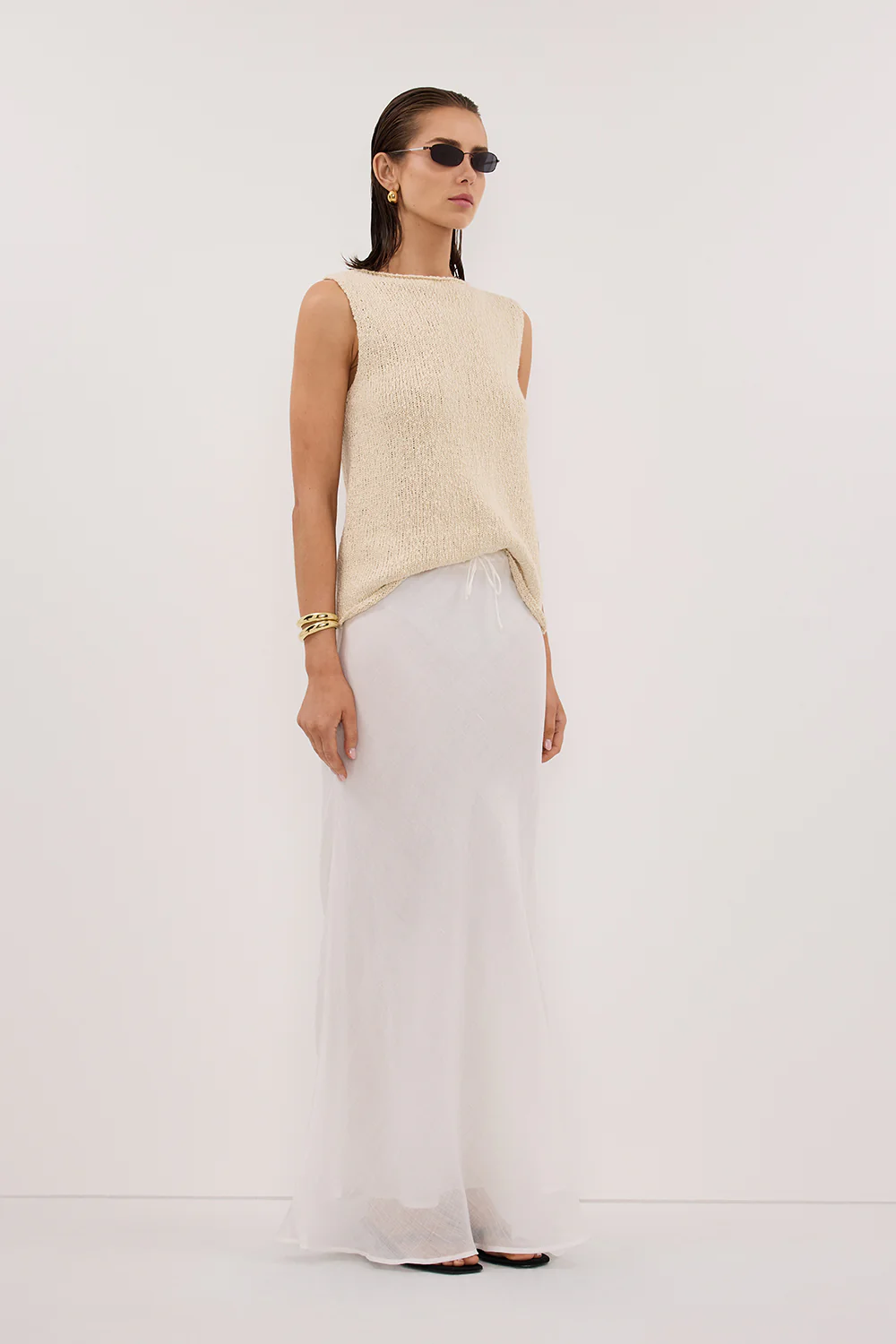 DINA NATURAL SLEEVELESS KNIT TOP - Image 3