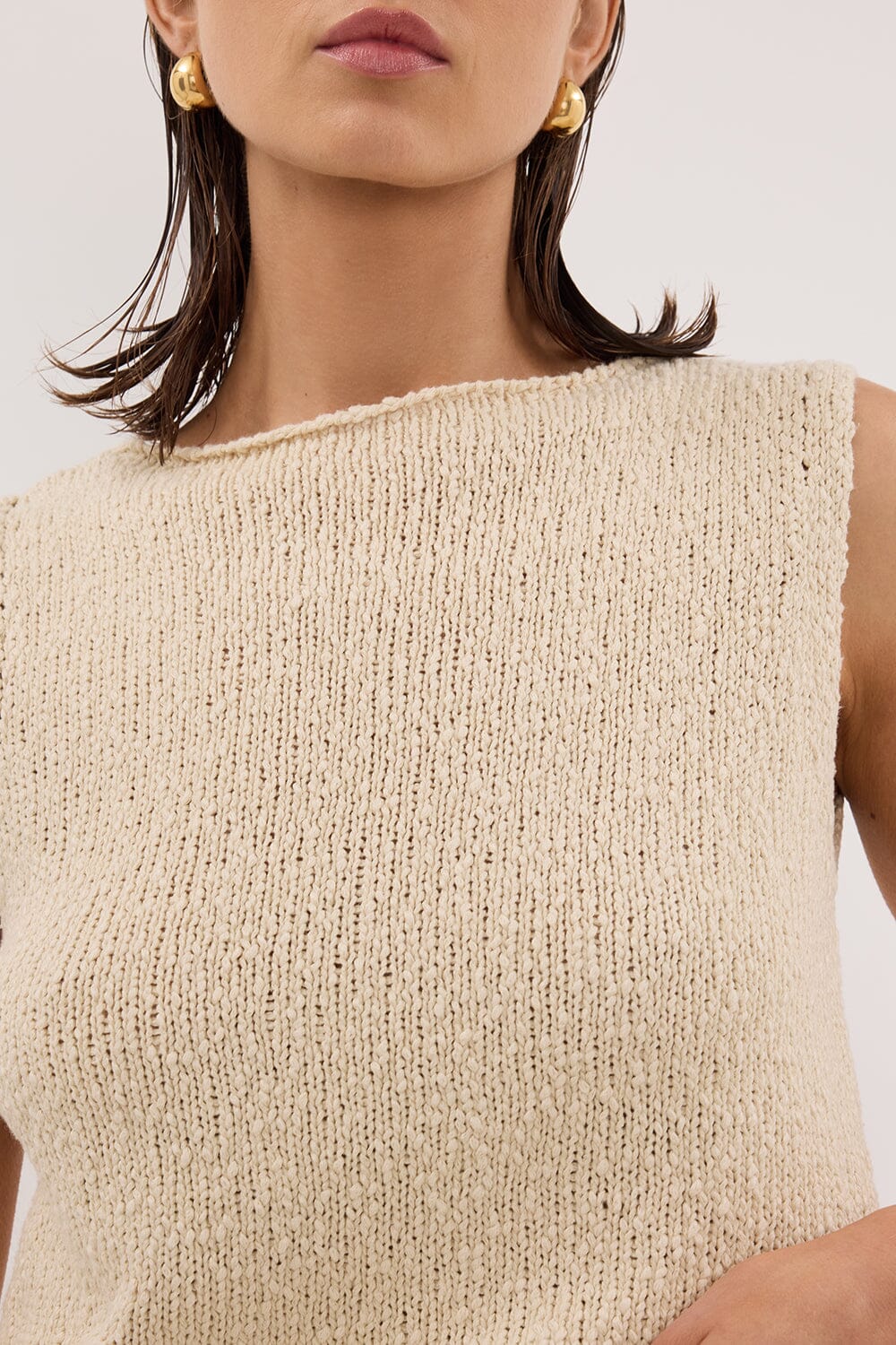 DINA NATURAL SLEEVELESS KNIT TOP - Image 6