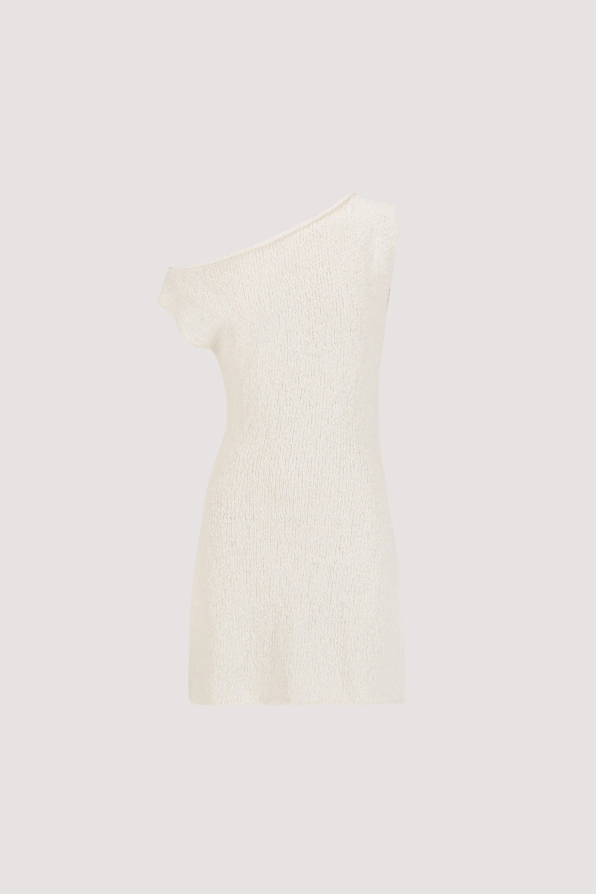 DINA OFF WHITE ASYM KNIT MINI DRESS - Image 7
