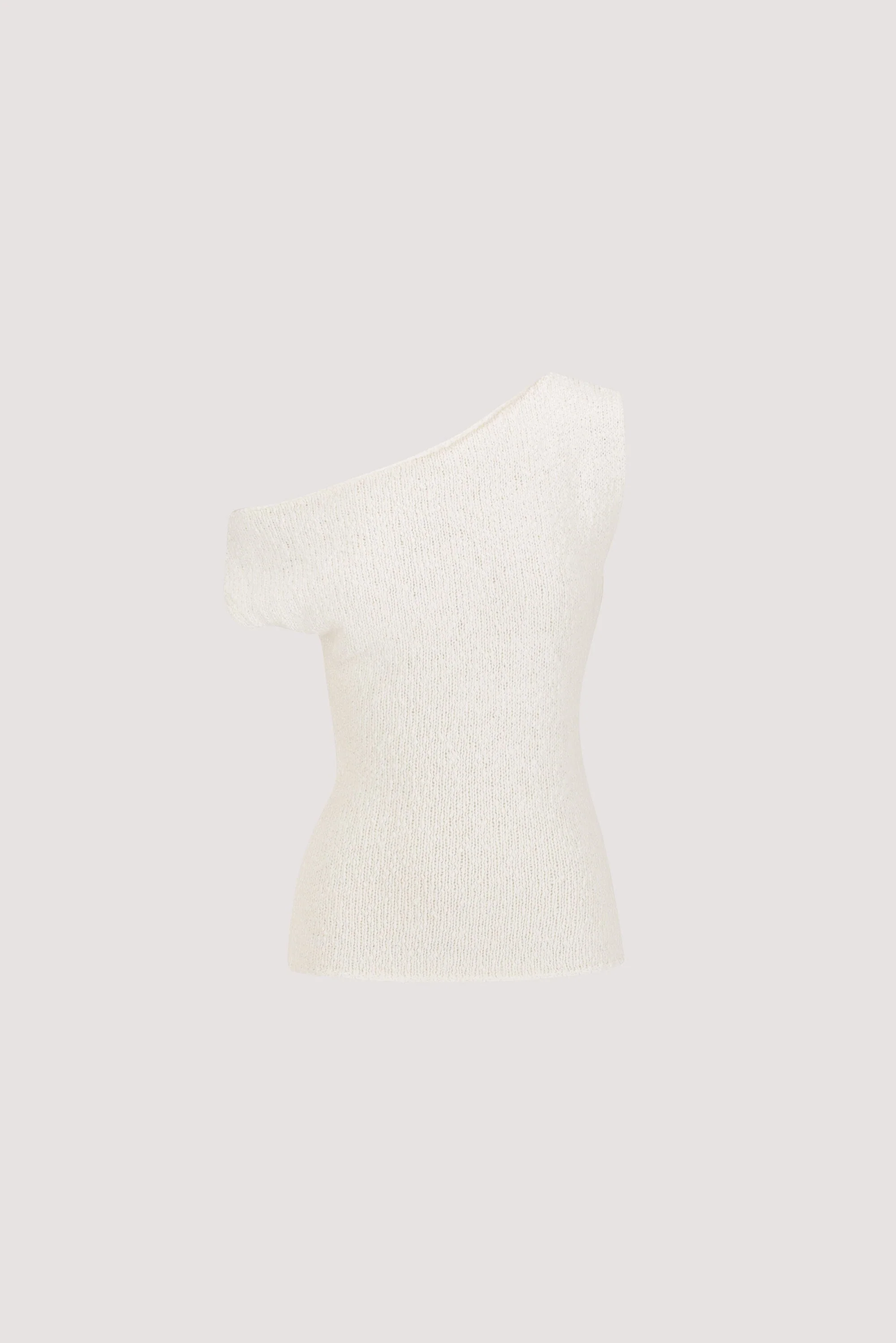 DINA OFF WHITE COTTON ASYM KNIT TOP - Image 8