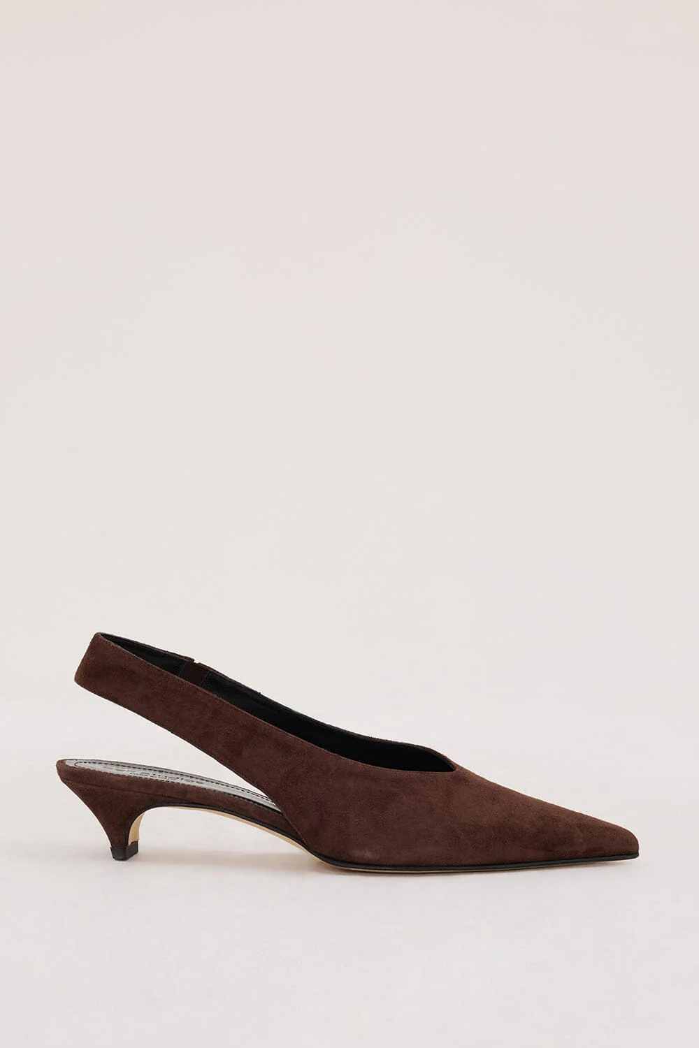 DOF STUDIOS TORY CHOCOLATE SUEDE HEEL