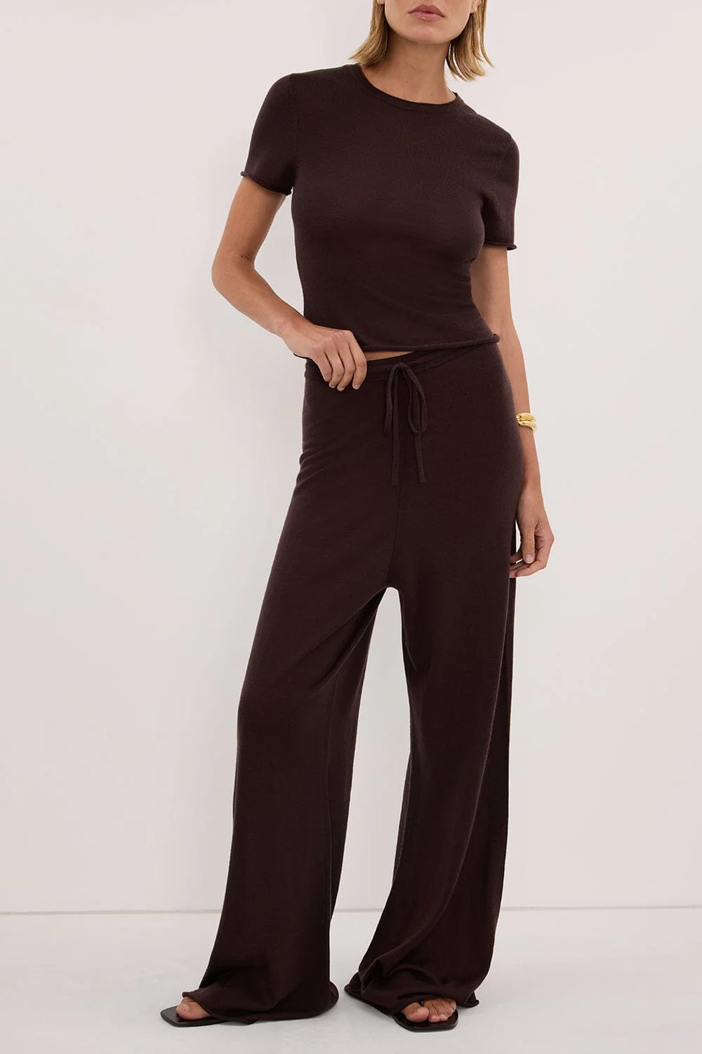 DUKE BITTER CHOC MERINO KNIT PANTS - Image 3
