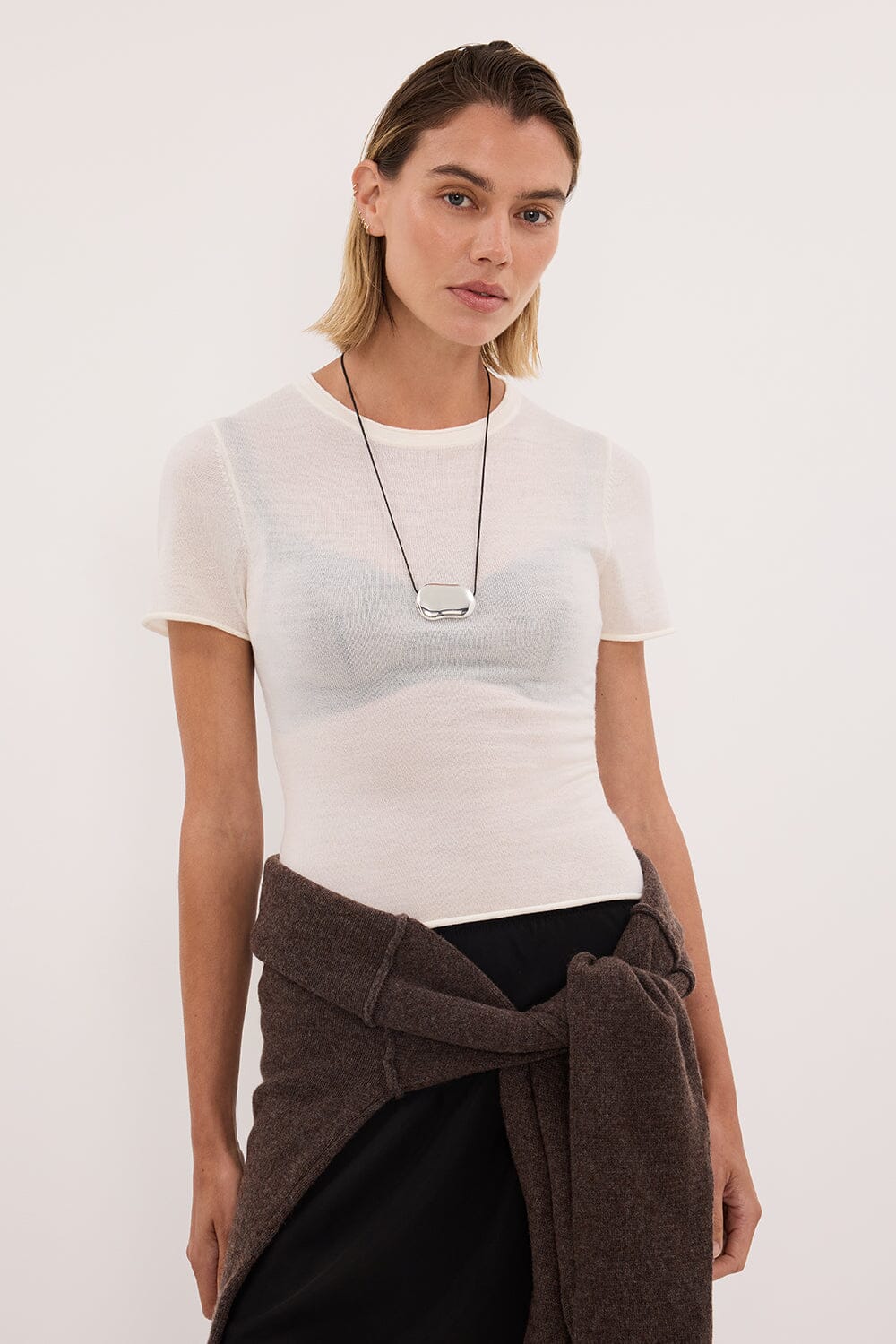 DUKE OFF WHITE MERINO KNIT BABY TEE - Image 3