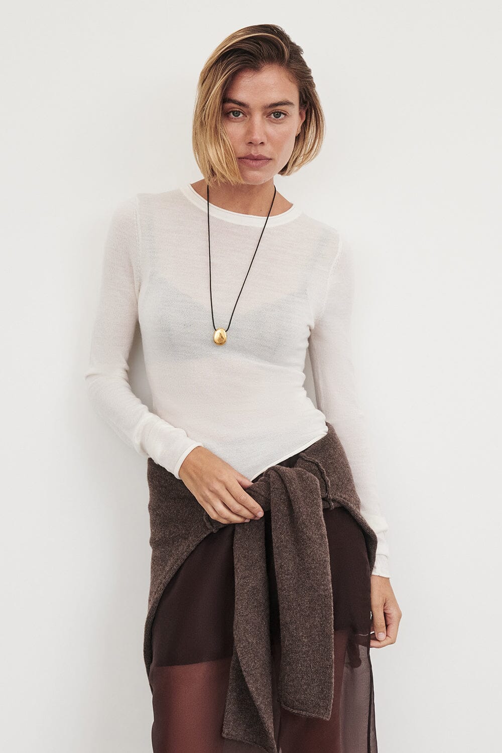 DUKE OFF WHITE LONG SLEEVE MERINO KNIT TOP - Image 2