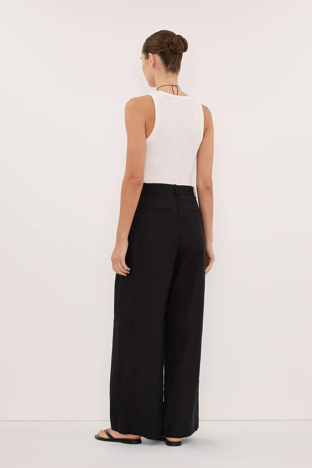 EASTON BLACK WIDE LEG LINEN PANT - Image 4