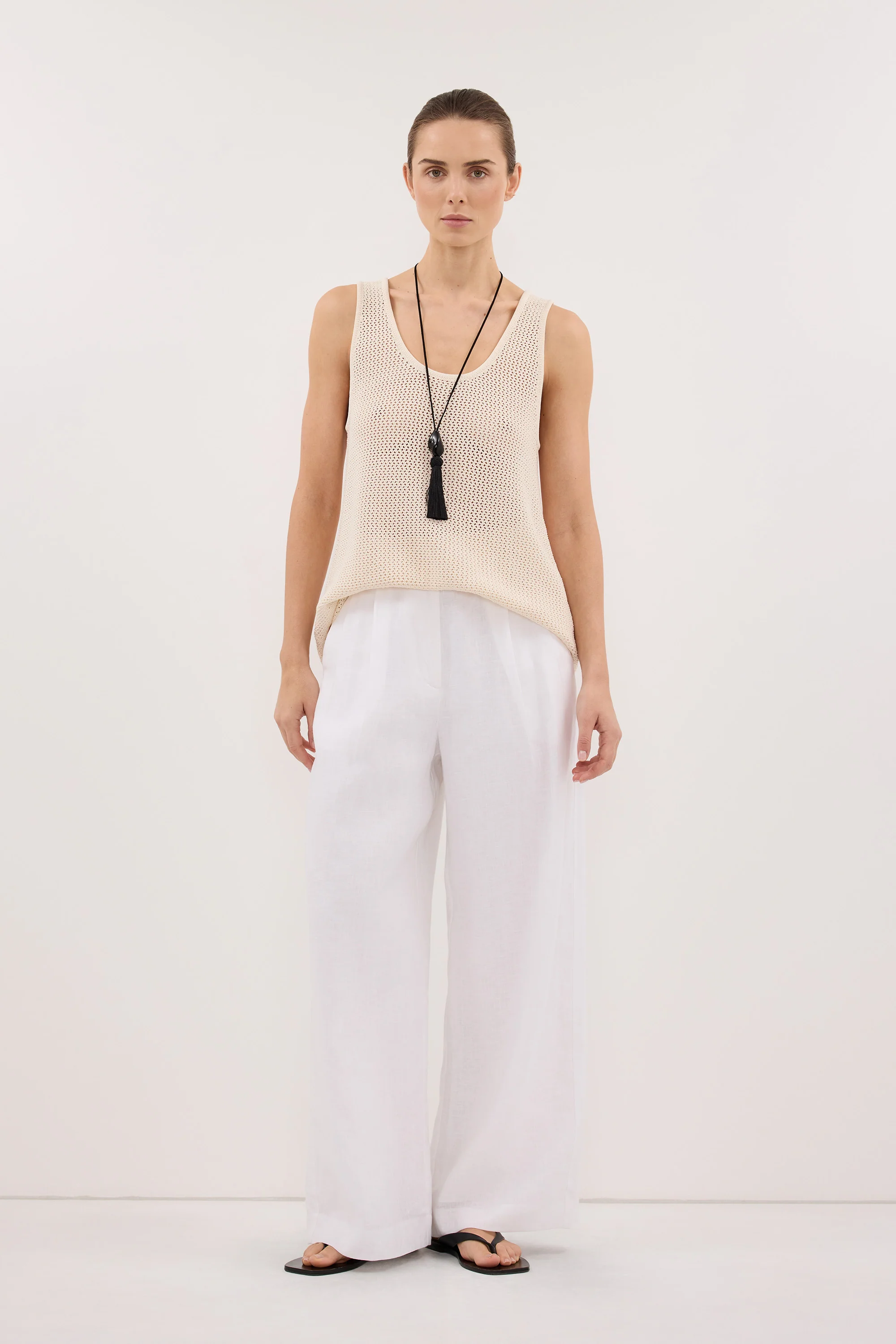 EASTON WHITE WIDE LEG LINEN PANT