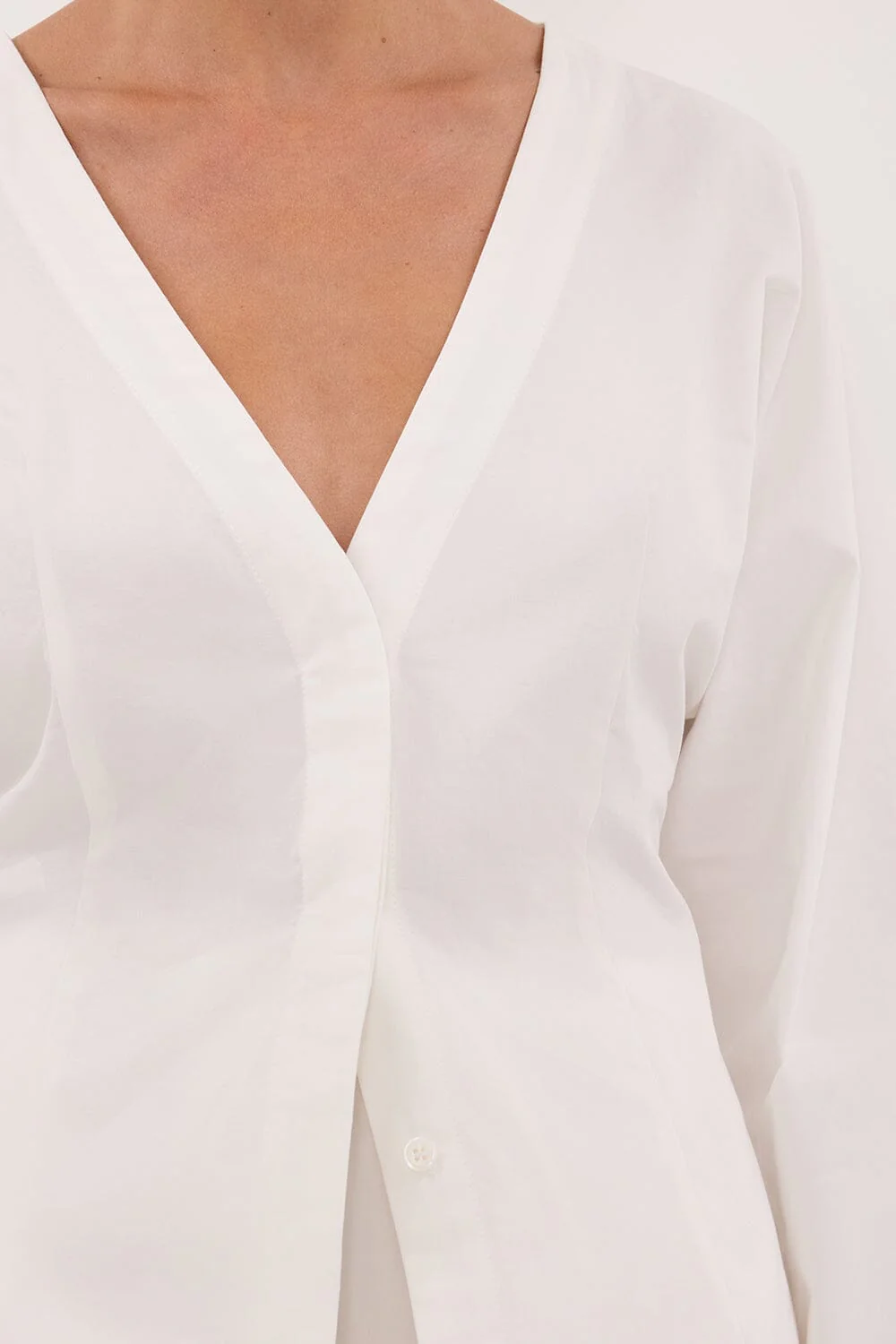 EDENA WHITE COTTON FITTED SHIRT - Image 5