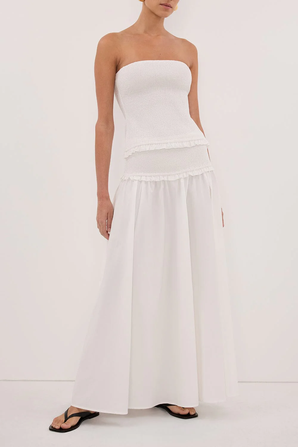 EDIE WHITE COTTON MIDI SKIRT - Image 2