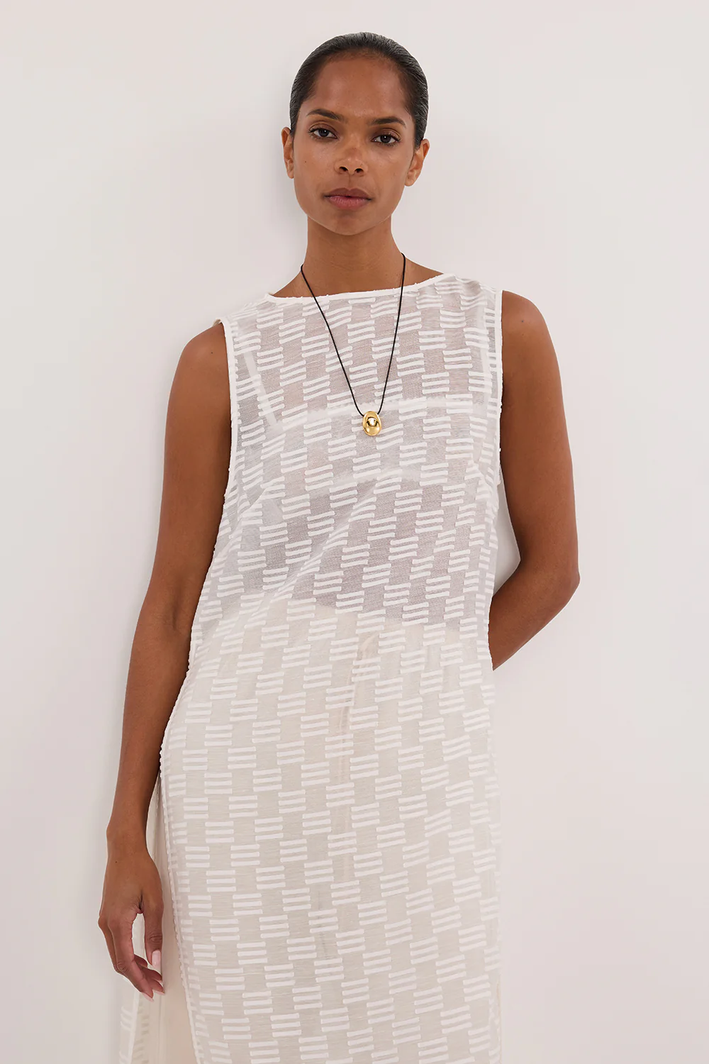 ELBA WHITE SHEER TUNIC TOP - Image 2