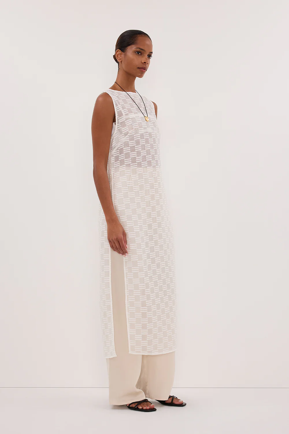 ELBA WHITE SHEER TUNIC TOP - Image 3