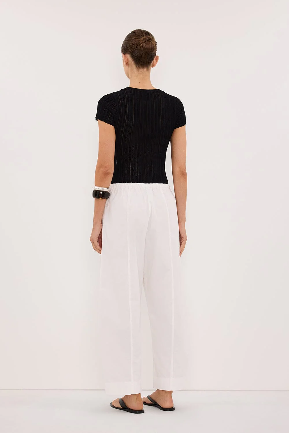 ELENA BLACK POINTELLE KNIT BABY TEE - Image 4