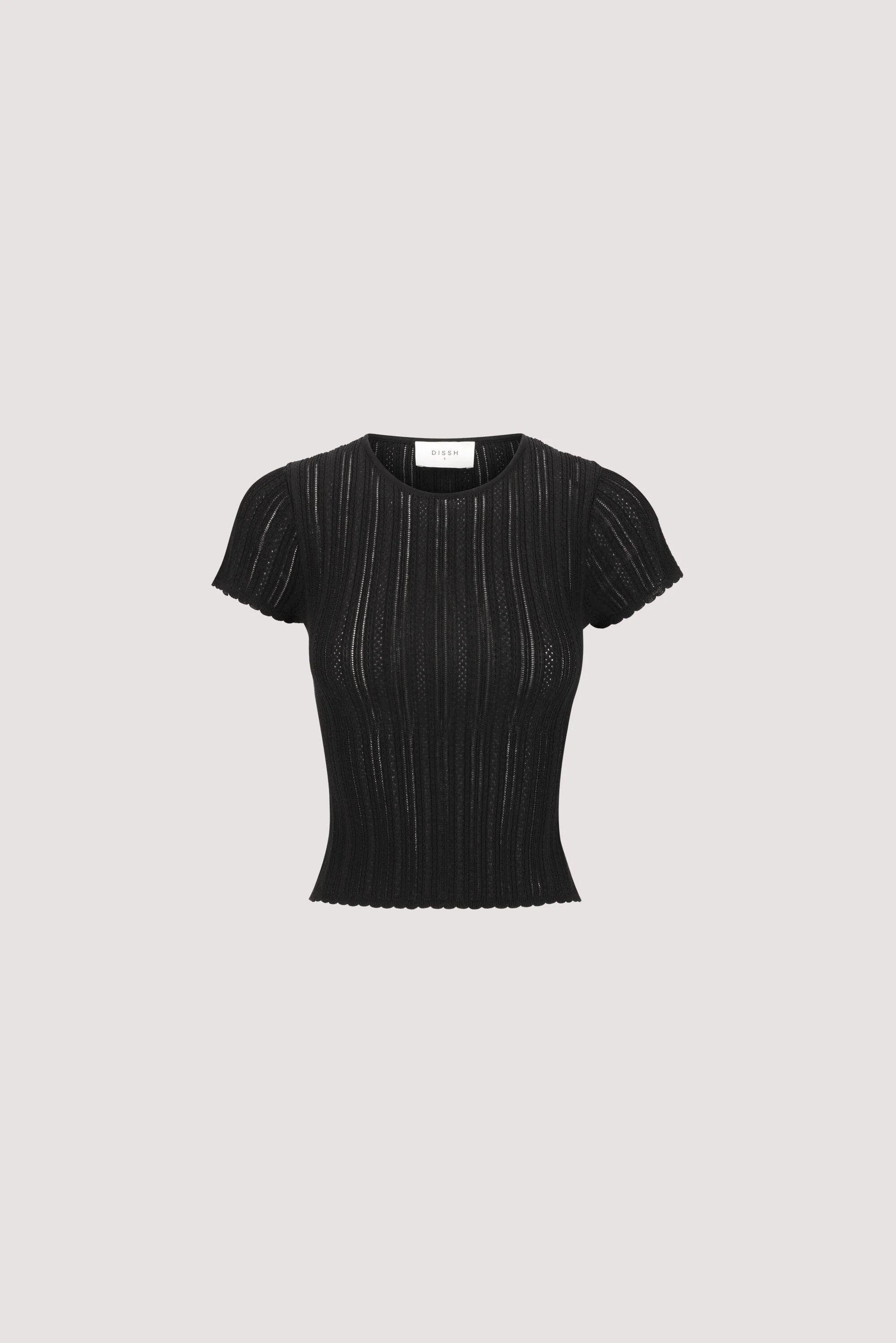 ELENA BLACK POINTELLE KNIT BABY TEE - Image 8