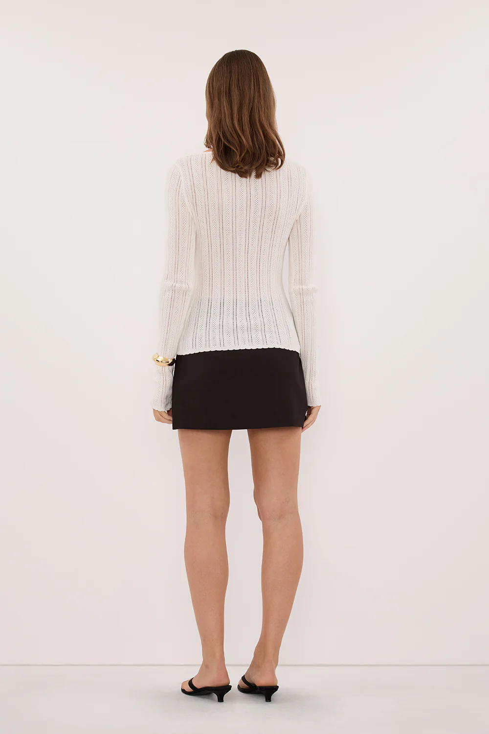 ELENA WHITE POINTELLE LONG SLEEVE KNIT TOP - Image 4