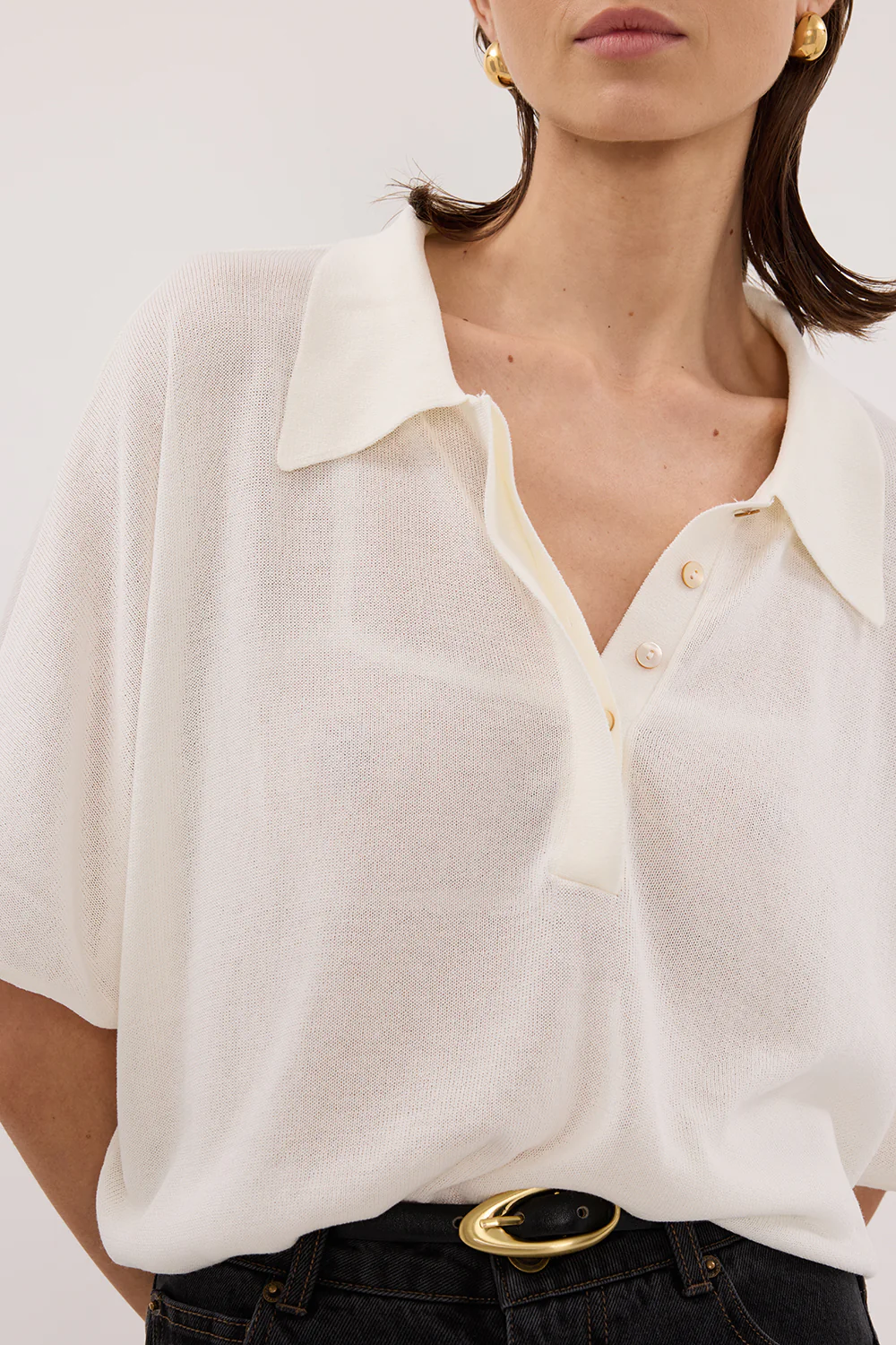 ELI CREAM POLO KNIT TOP - Image 5