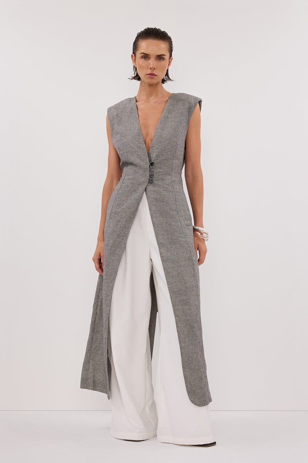 ELIAS CHARCOAL LONGLINE VEST