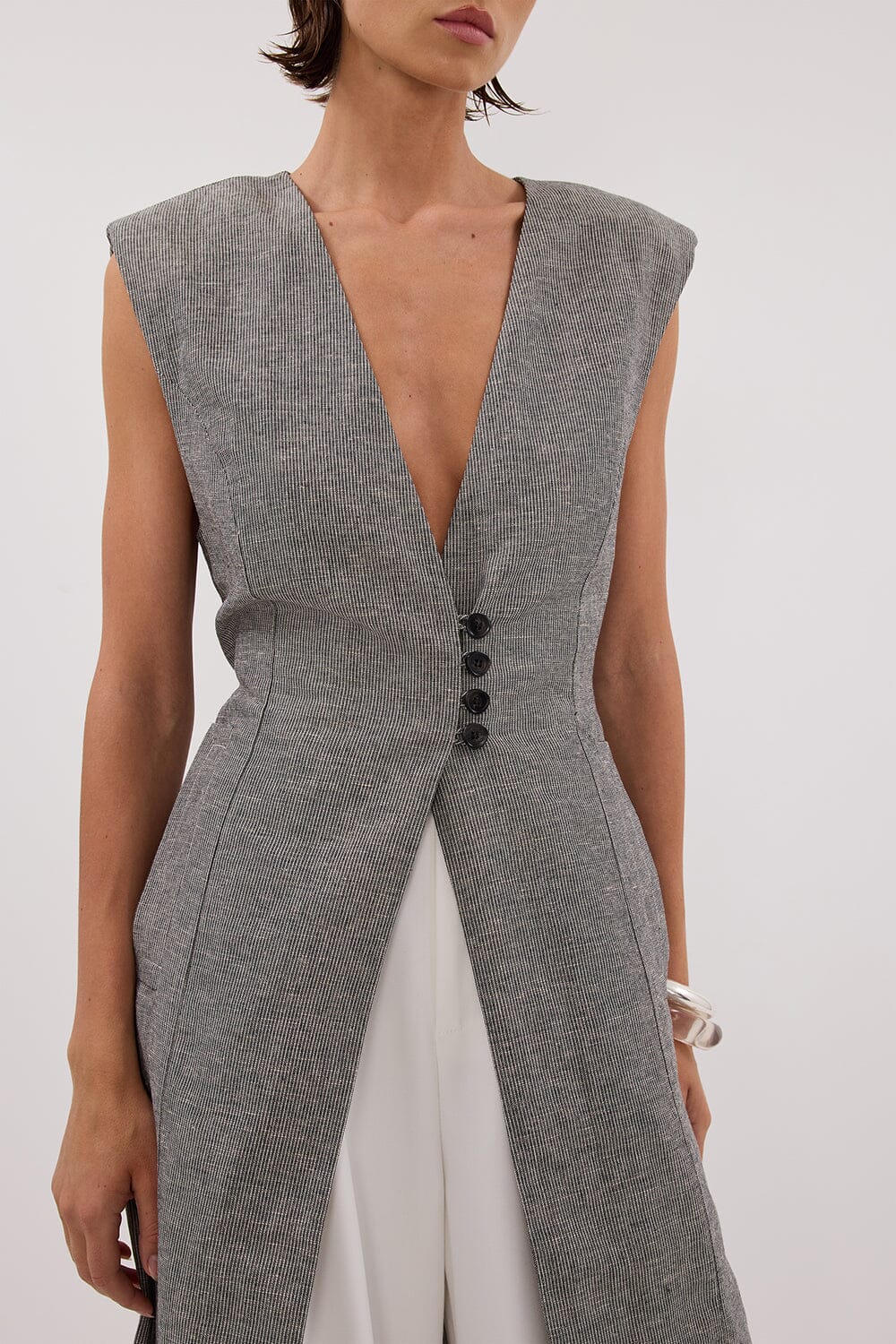 ELIAS CHARCOAL LONGLINE VEST - Image 5