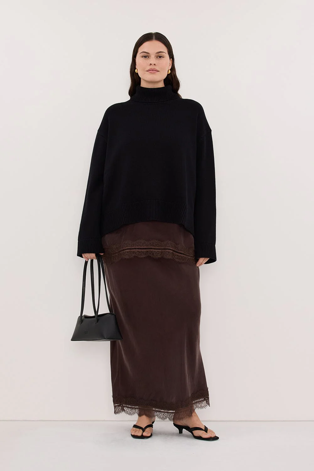 ELLA BLACK TURNBACK NECK KNIT JUMPER - Image 6