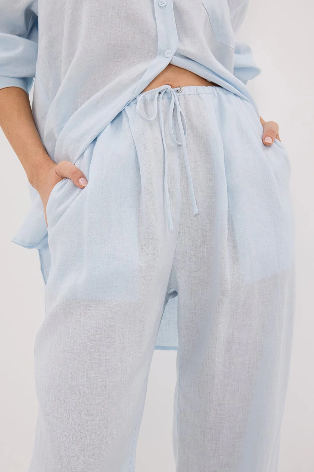 ELLIS ICE BLUE LINEN PANT - Image 6