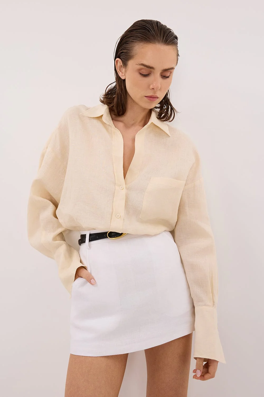 ELLIS SANDSTONE LONG SLEEVE LINEN SHIRT - Image 2