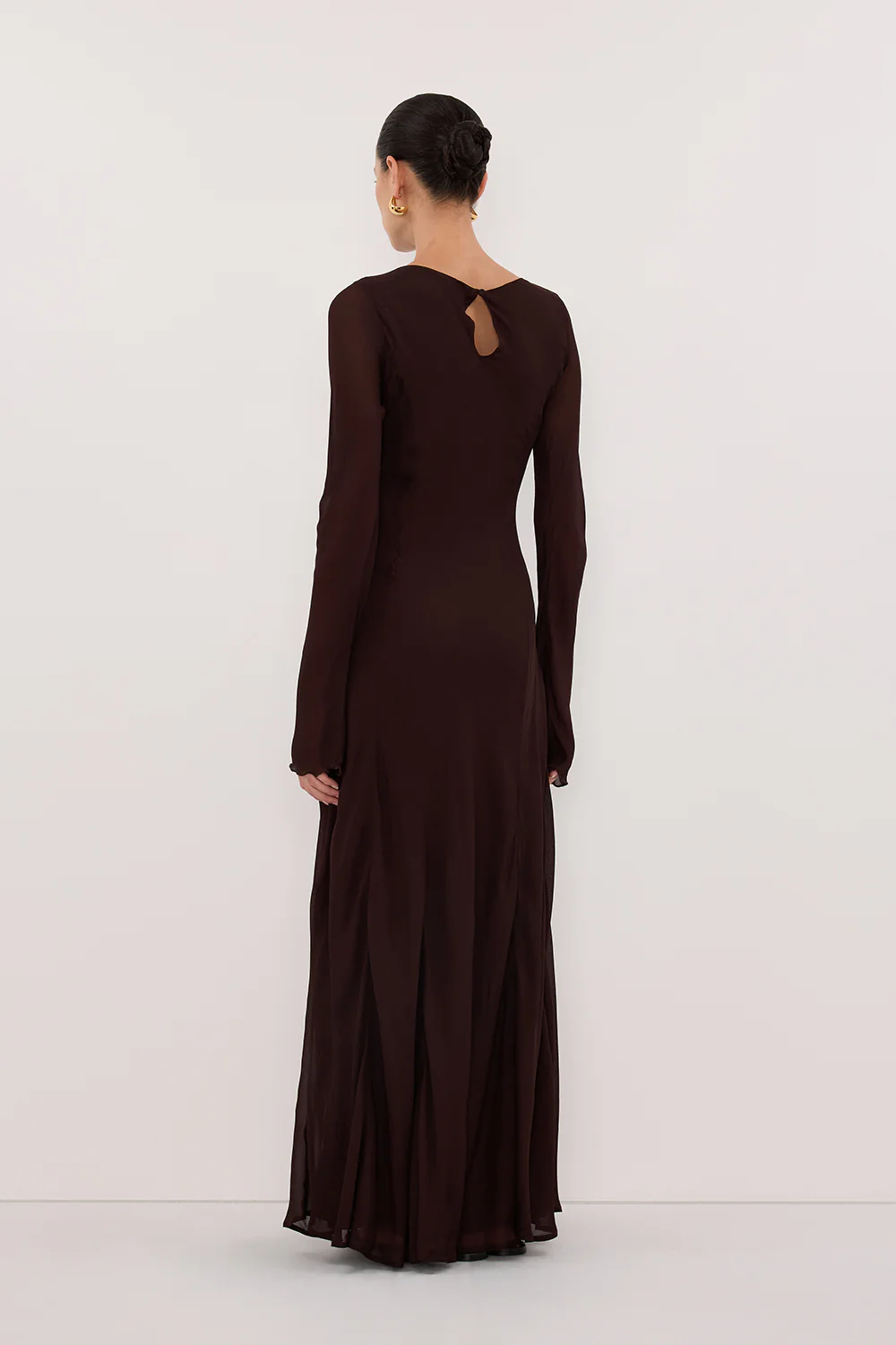ELODIE DARK CHOC LONG SLEEVE MAXI DRESS - Image 4