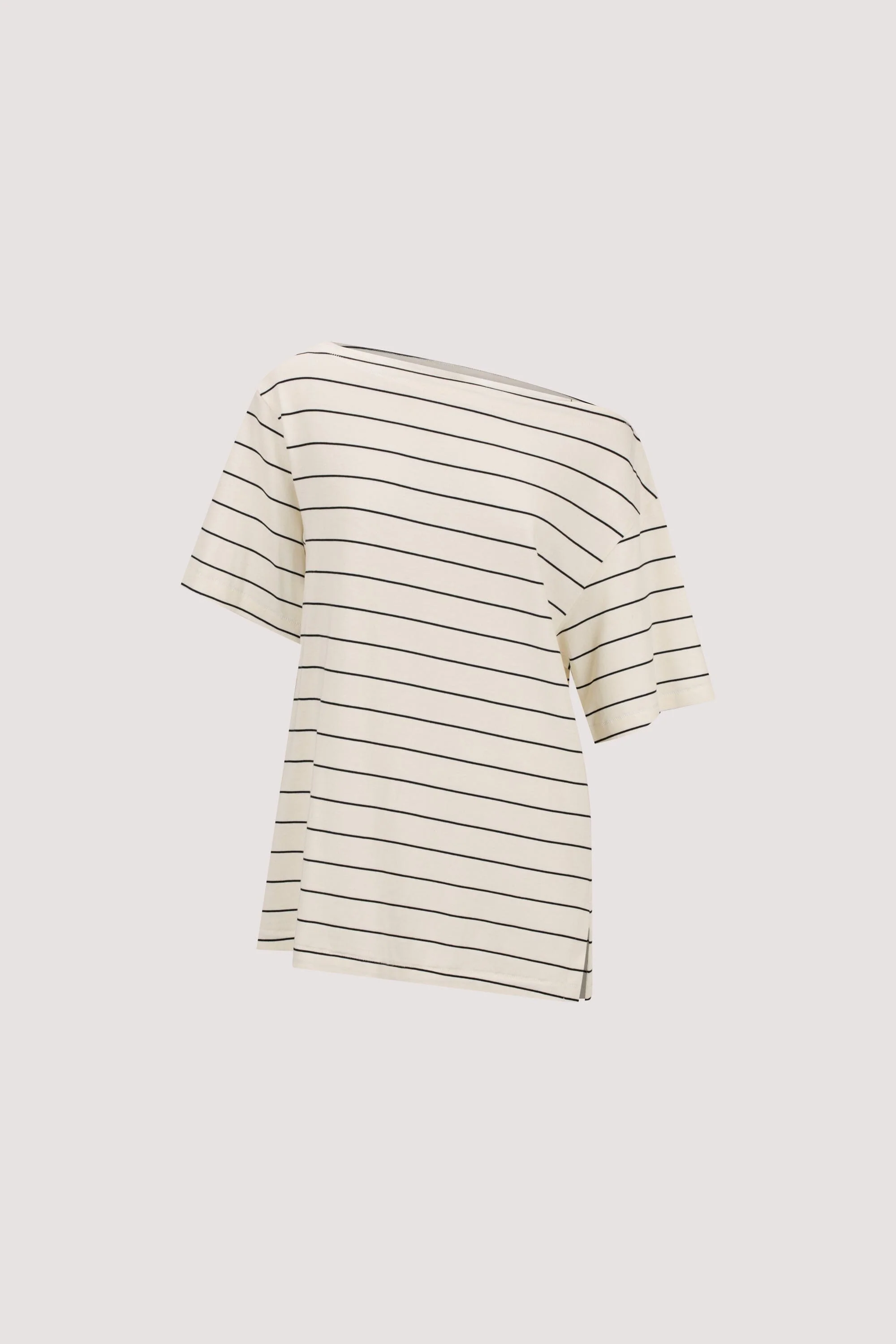 ESME OFF WHITE  STRIPE ASYM TEE - Image 8