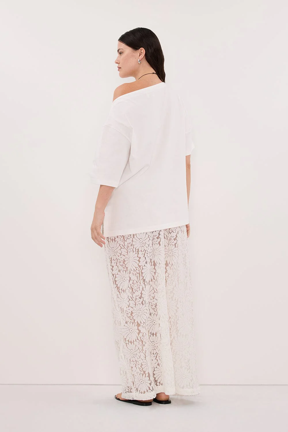 ESME WHITE ASYM BOAT NECK TEE - Image 7