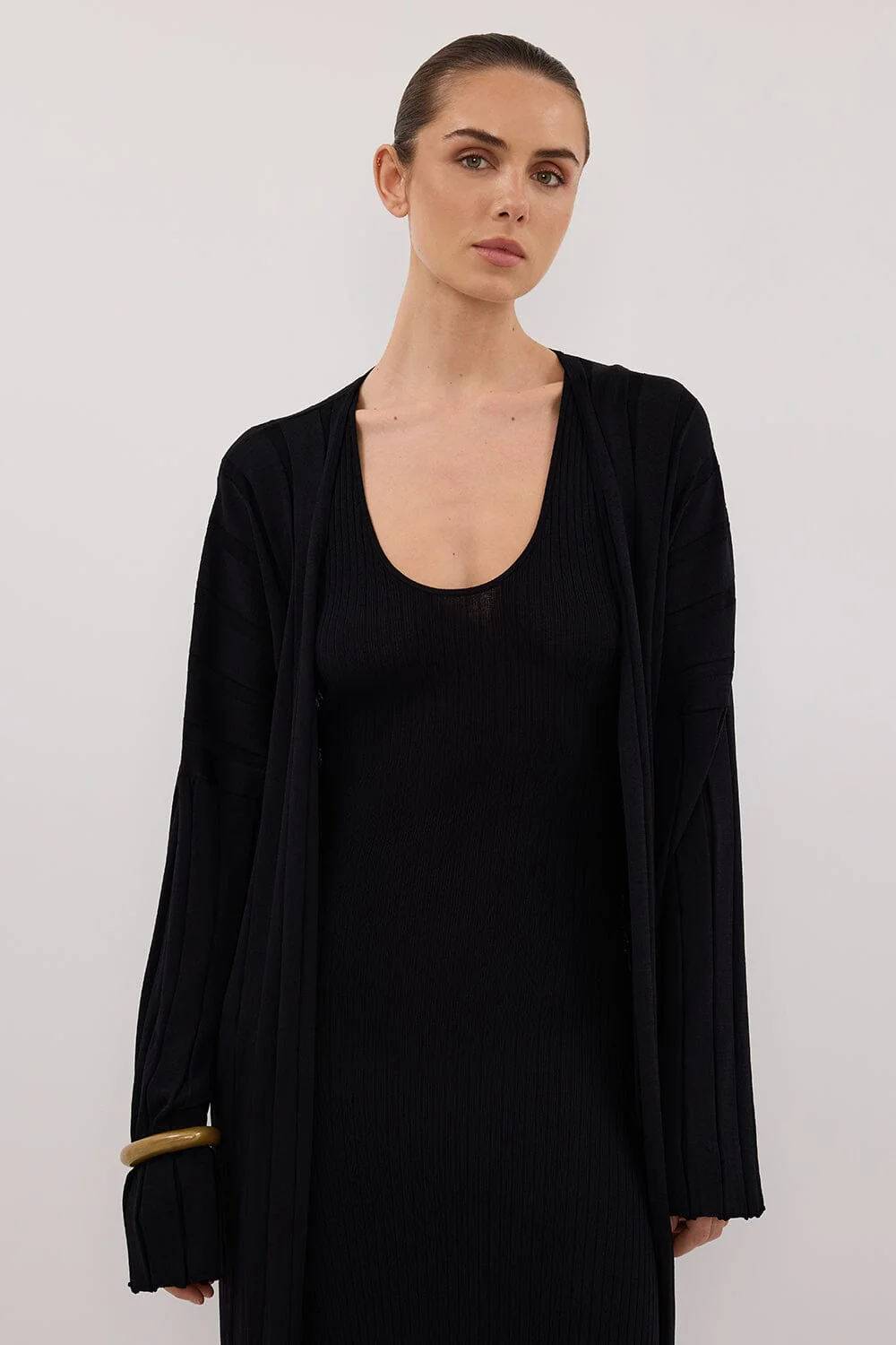 EVE BLACK KNIT MIDI CARDIGAN - Image 2
