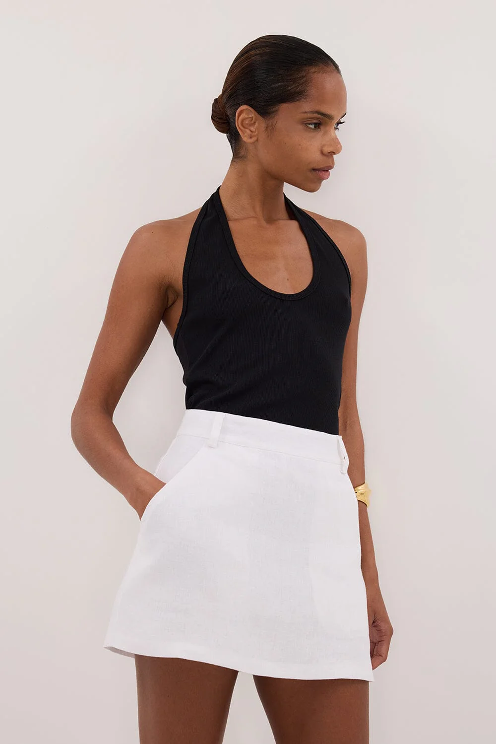 EVIE WHITE LINEN SKORT - Image 2