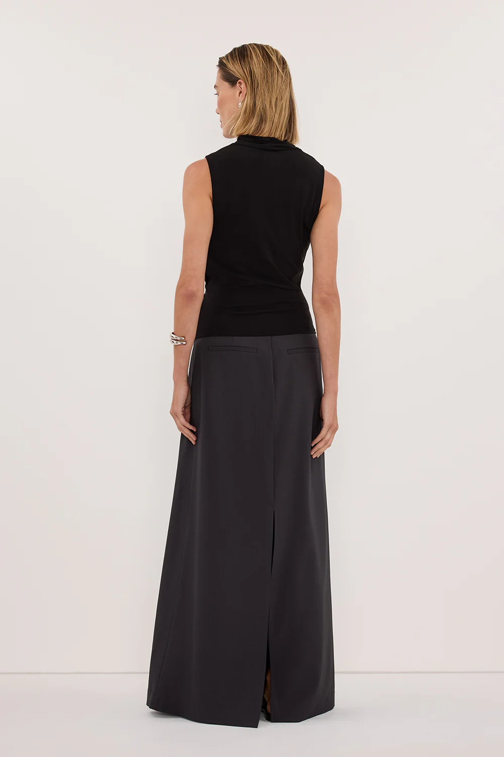 FELICITY BLACK SLEEVELESS WRAP TOP - Image 4