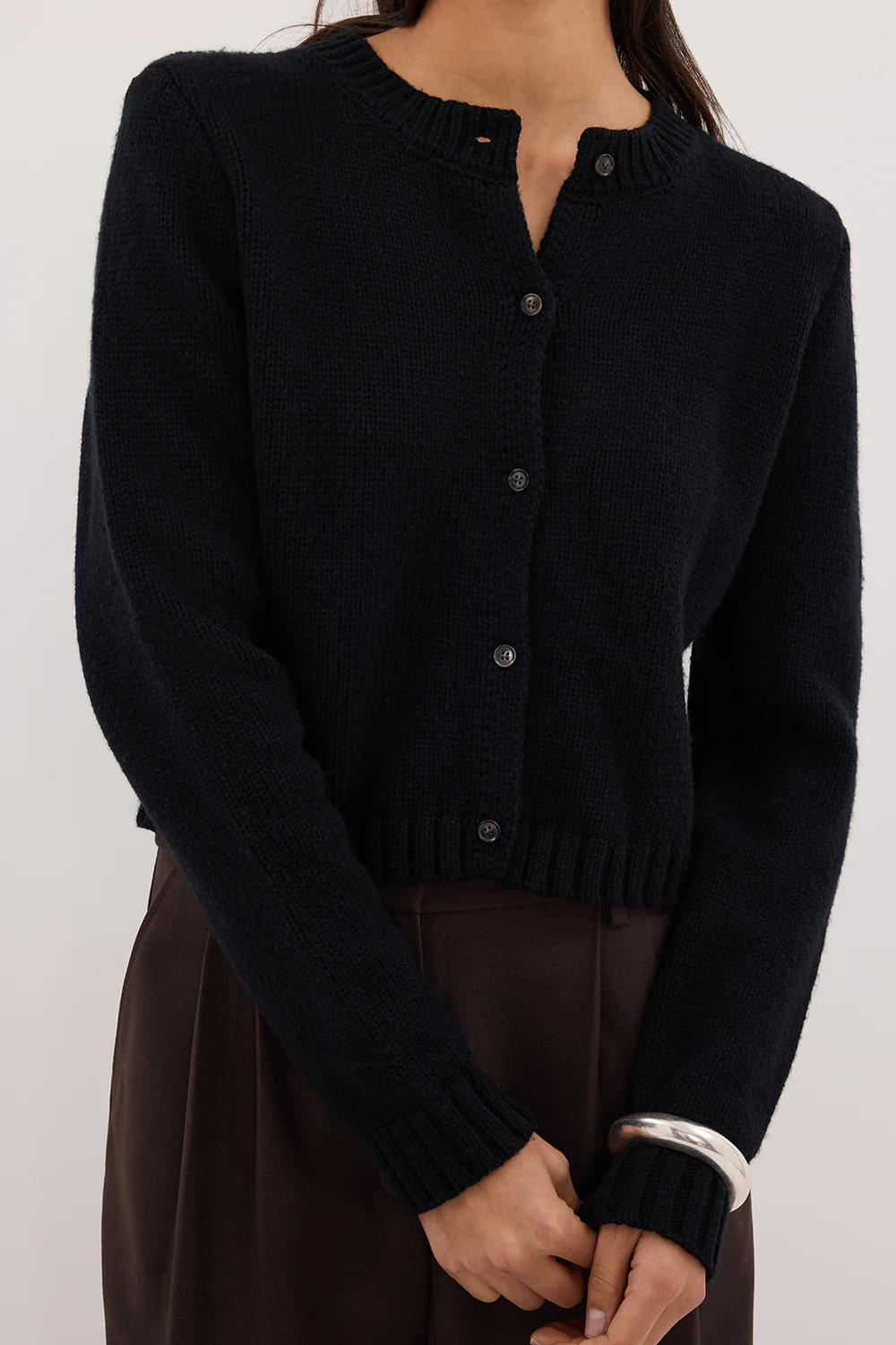 FOSTER BLACK KNIT CARDIGAN - Image 5
